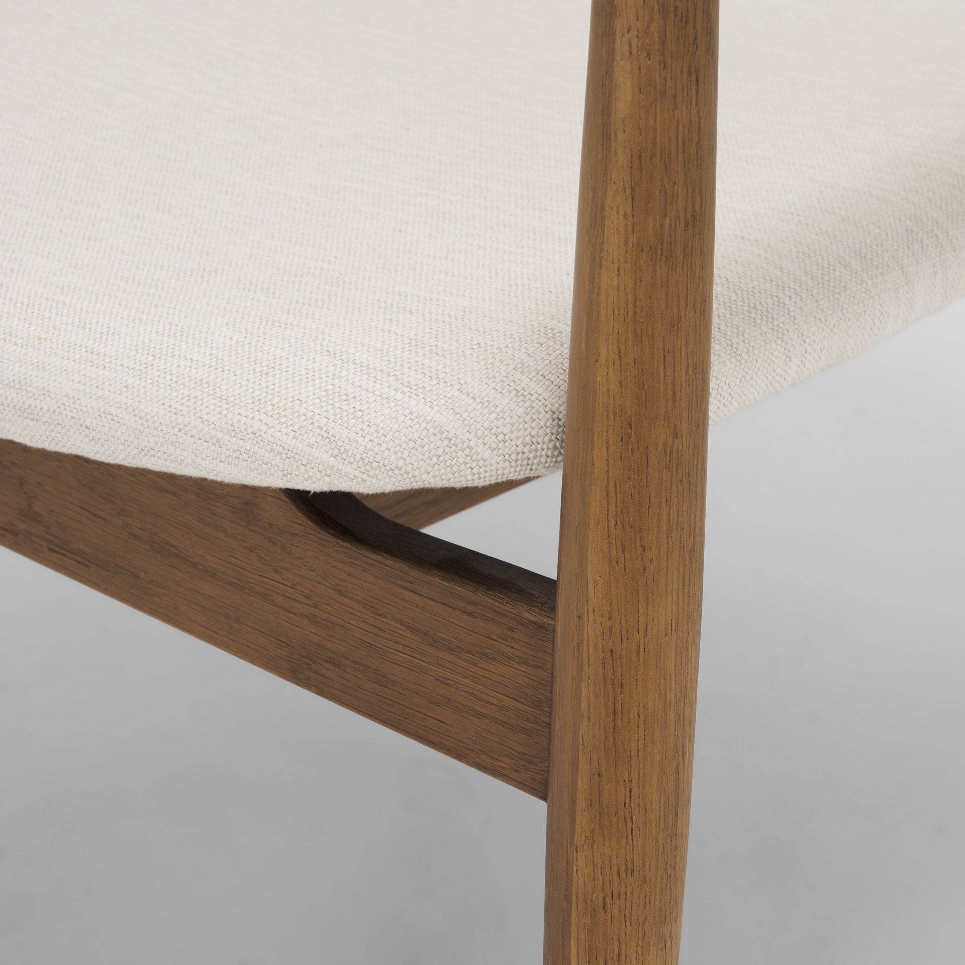 haggen medium brown oak wood w/ cream fabric accent chair