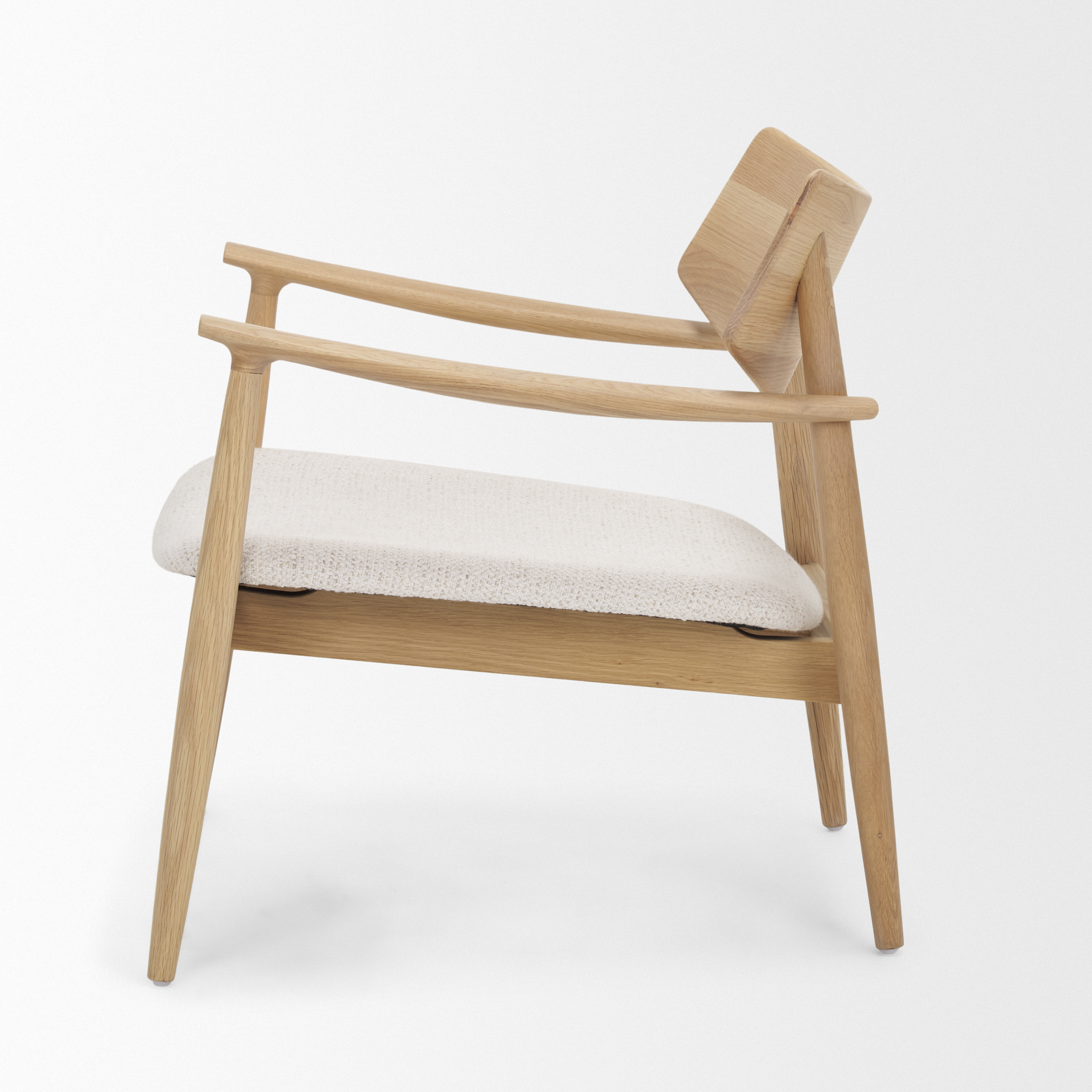 haggen light brown oak wood w/ cream fabric accent chair