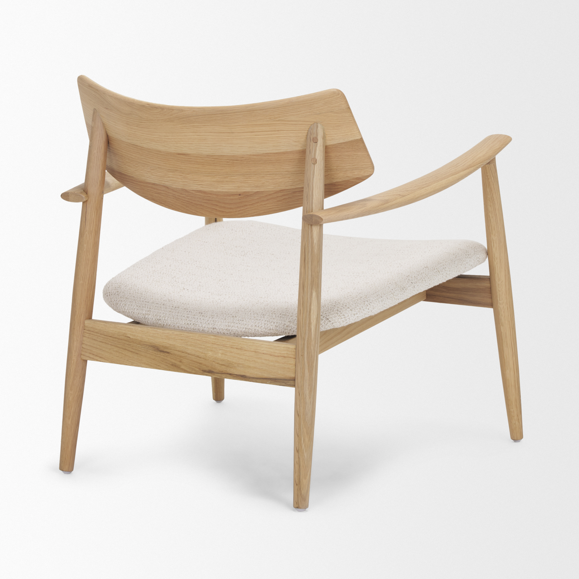 haggen light brown oak wood w/ cream fabric accent chair