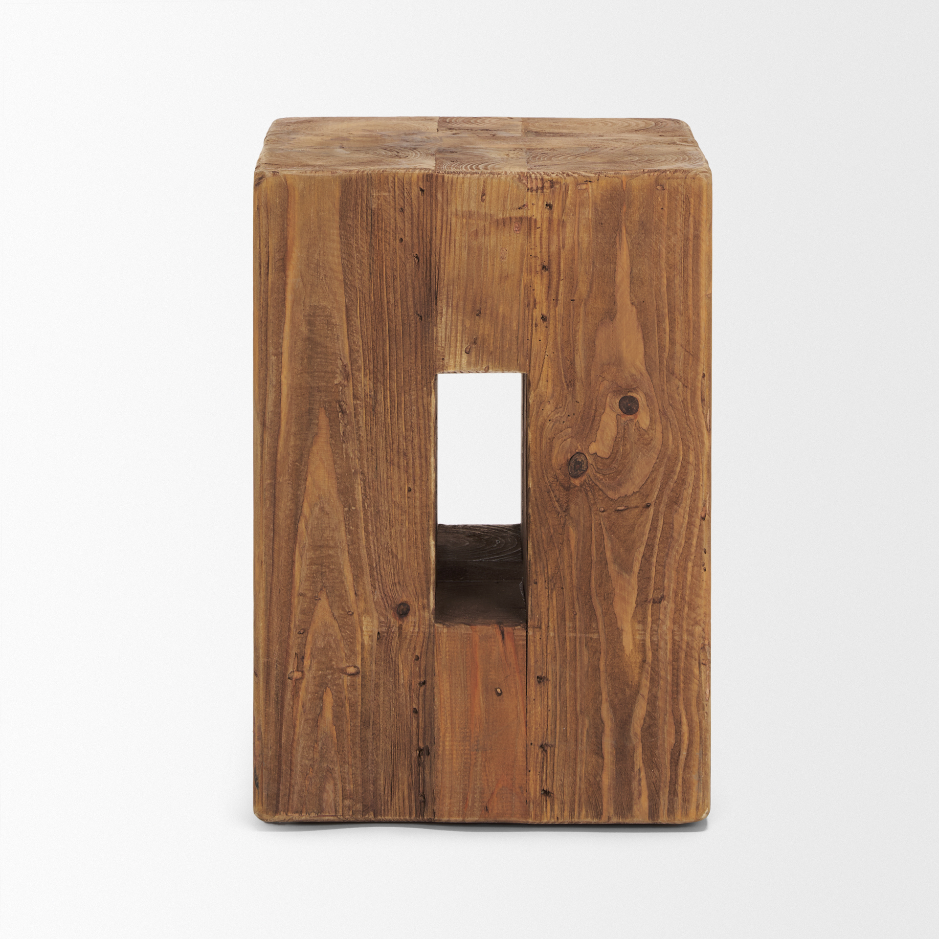 waylen natural wood block accent stool