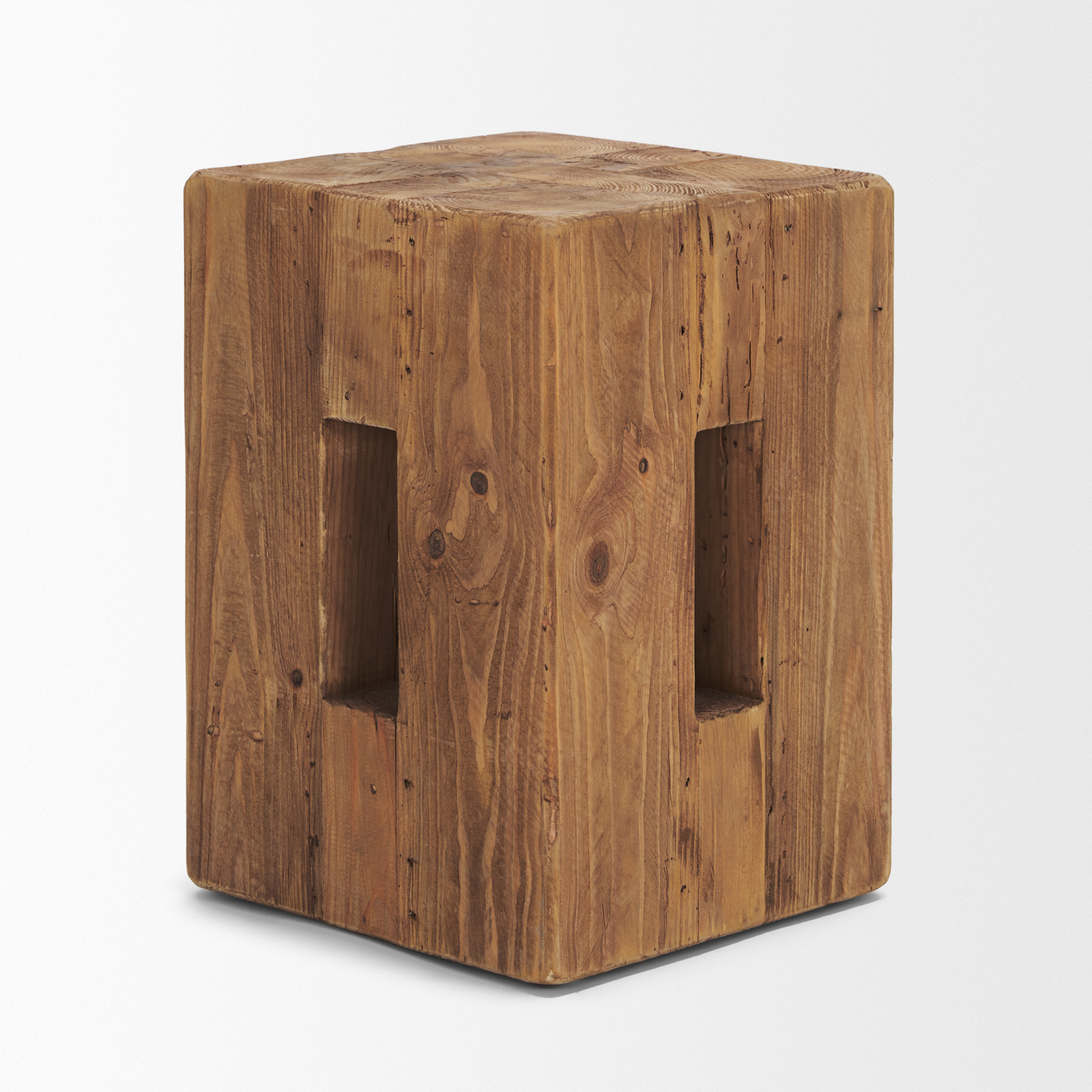 waylen natural wood block accent stool