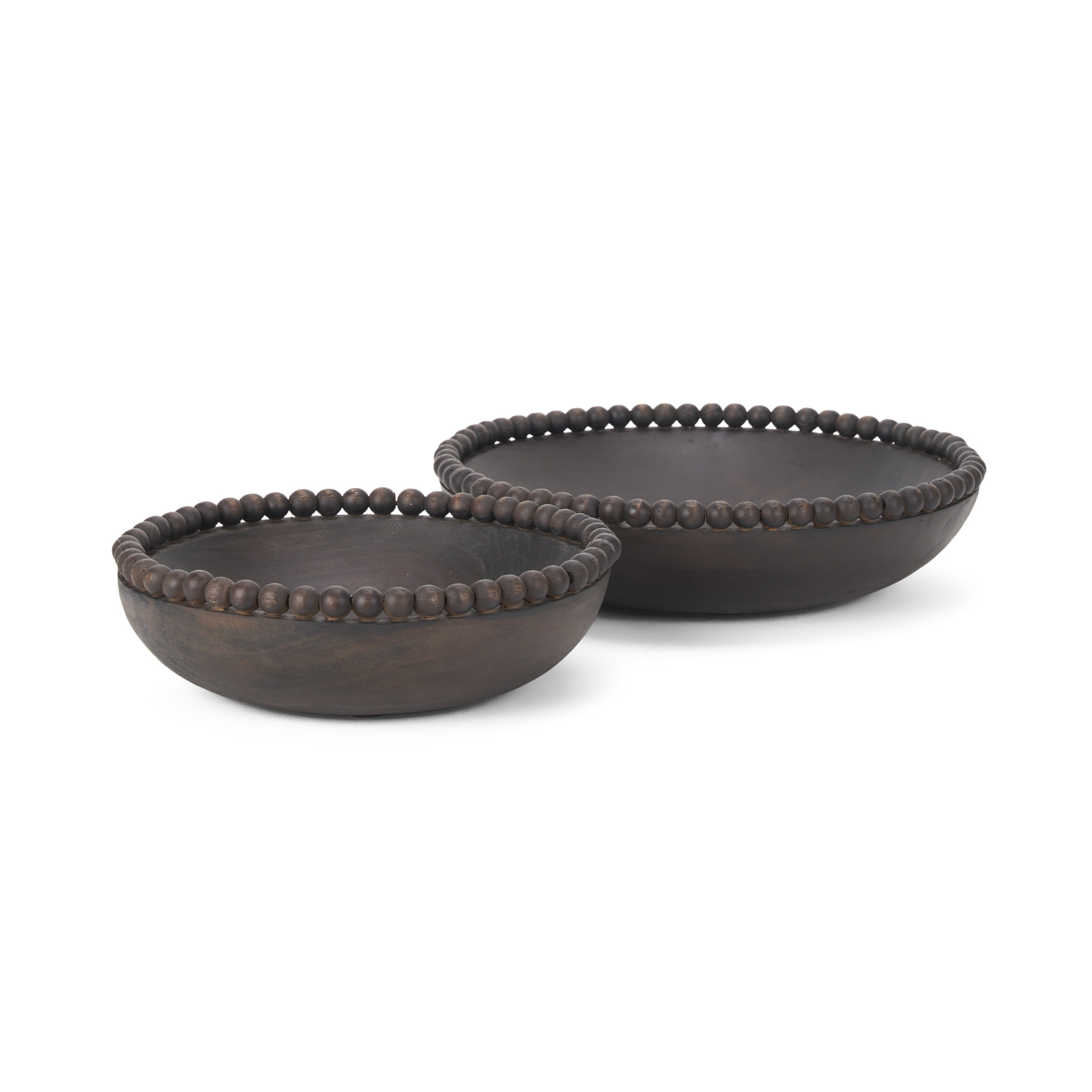 wendell dark brown wood w/ wood beads round bowls