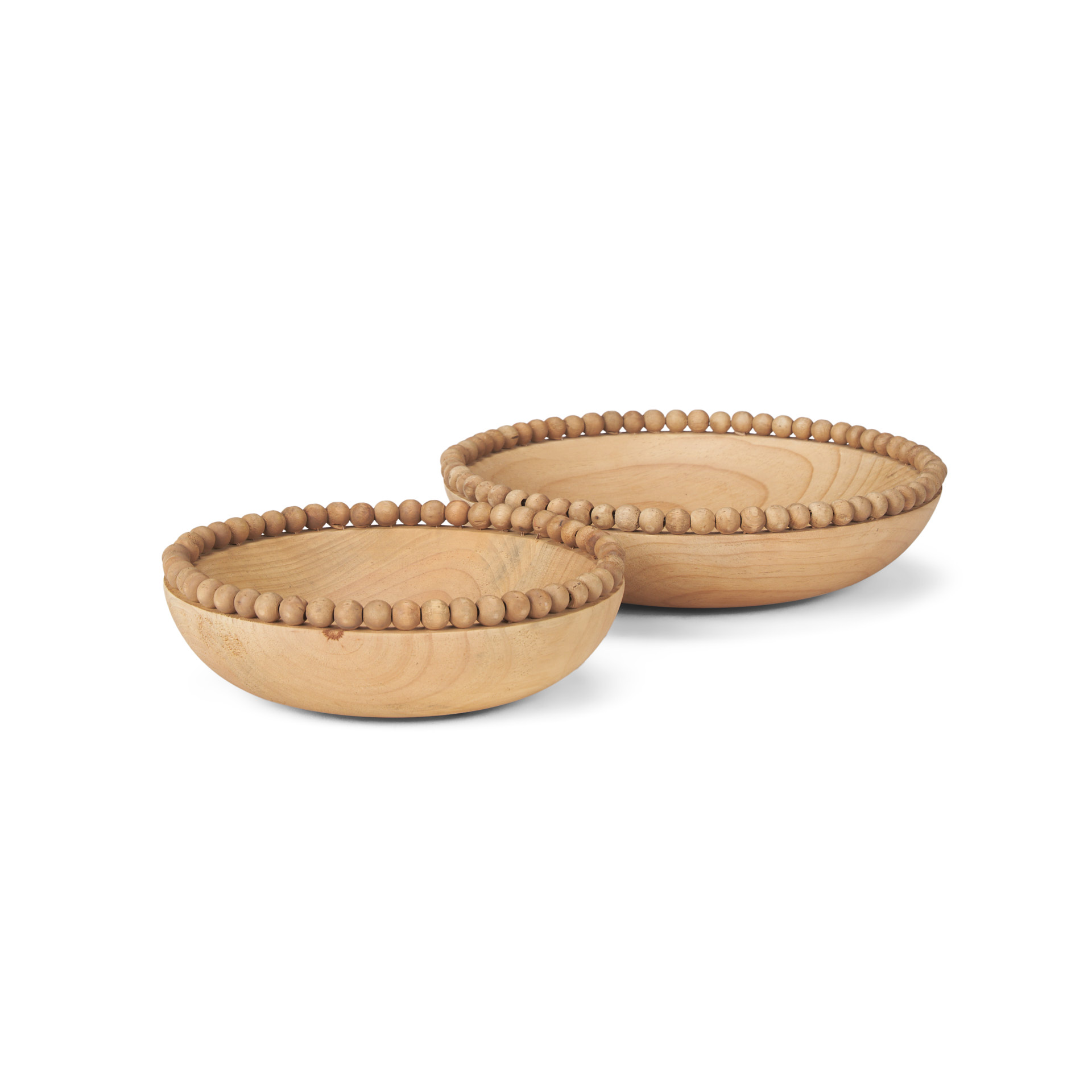 wendell light brown wood w/ wood bead round bowls