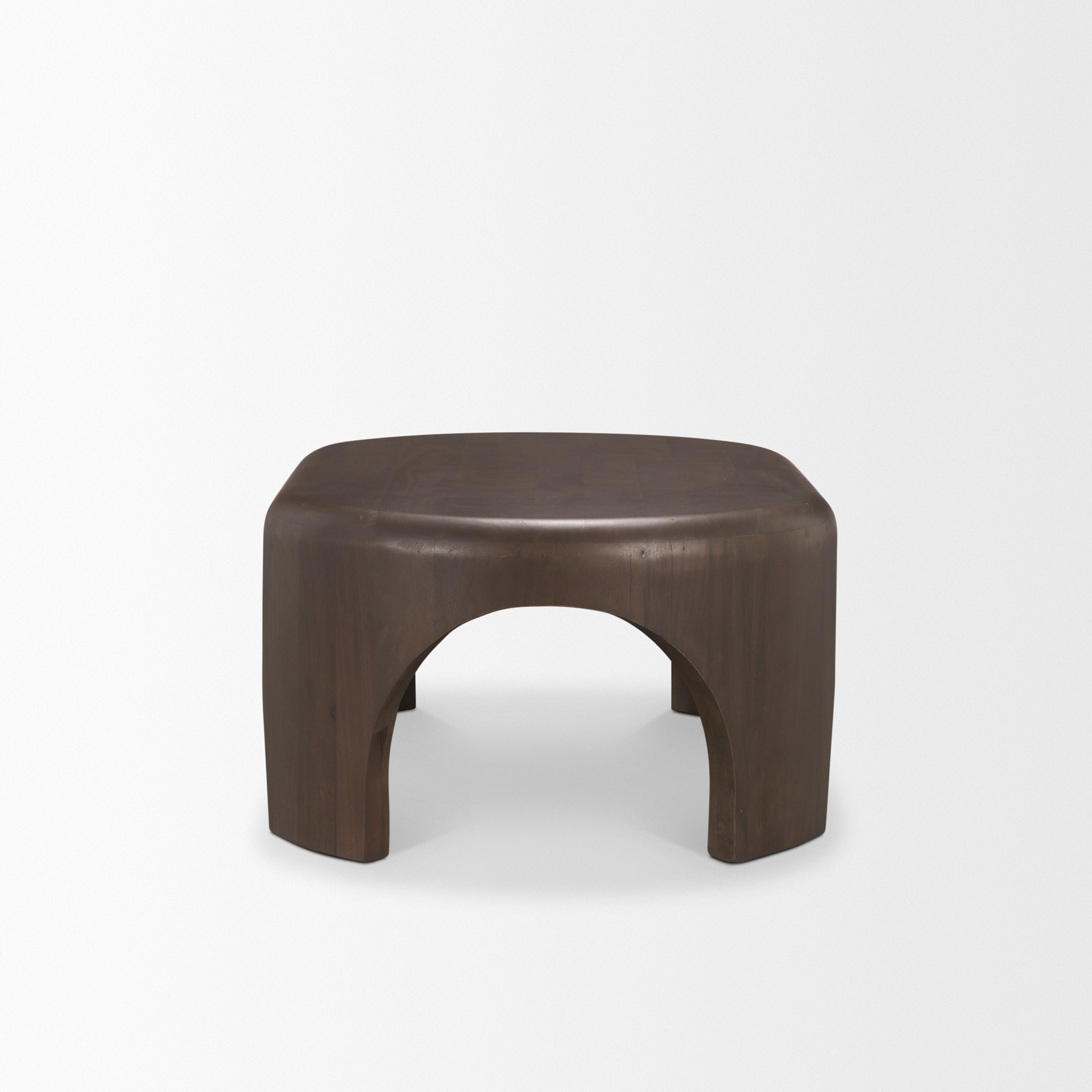 shima oval dark brown wood w/ arched legs coffee table