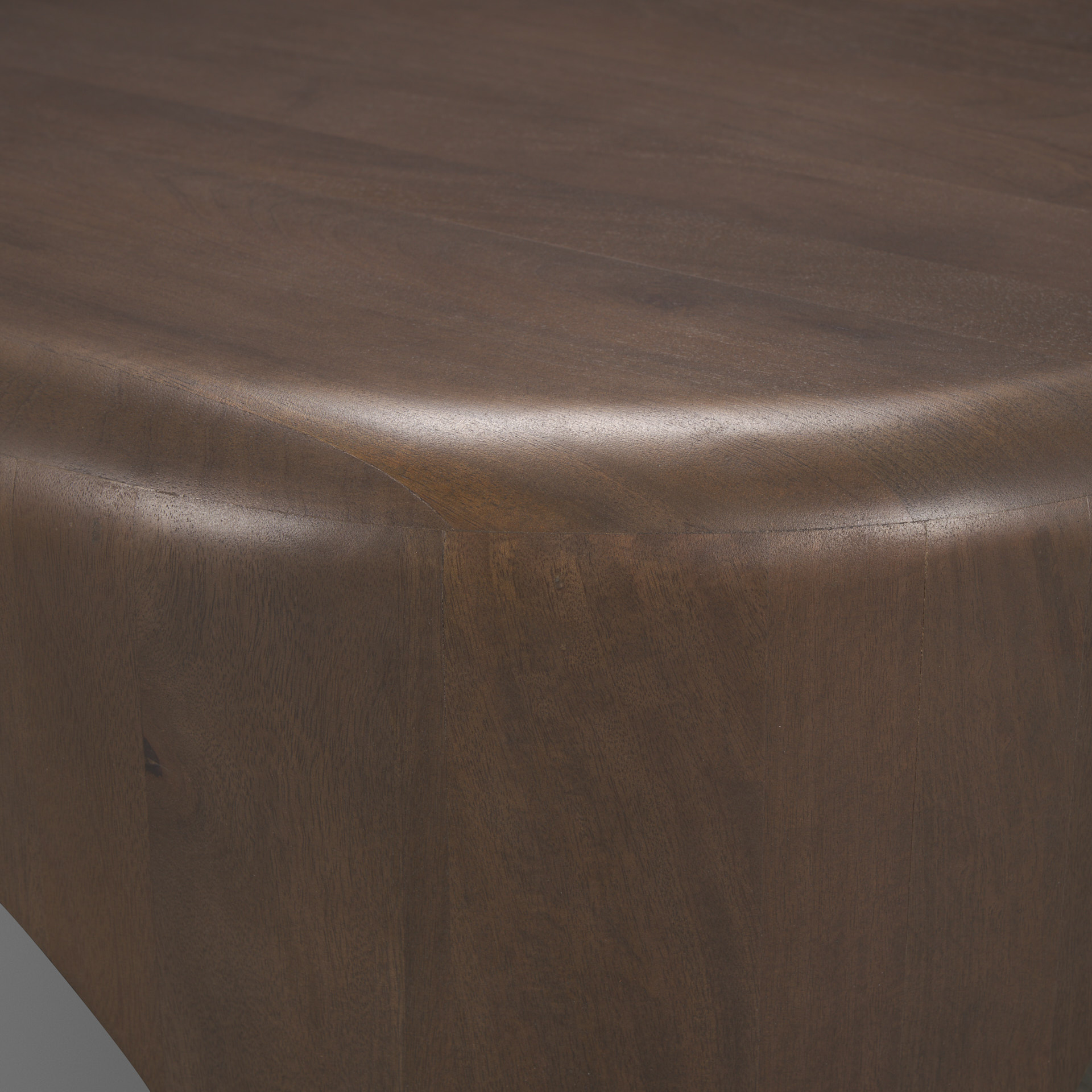 shima oval dark brown wood w/ arched legs coffee table