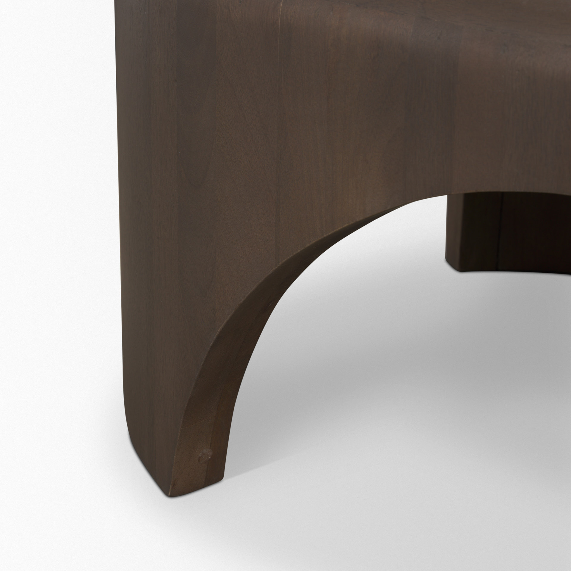 shima oval dark brown wood w/ arched legs coffee table