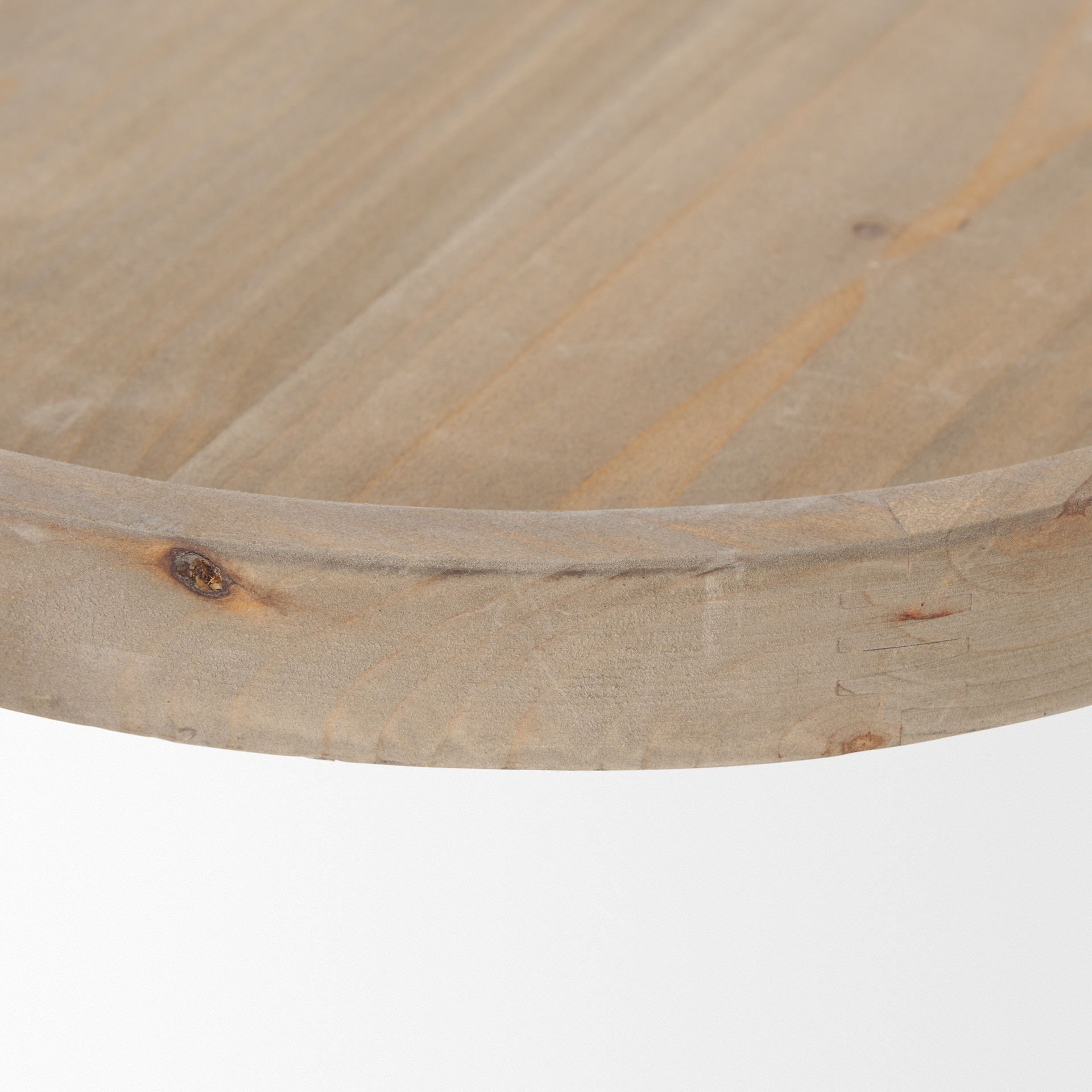 virve round light brown wood w/ gray wash wooden trays