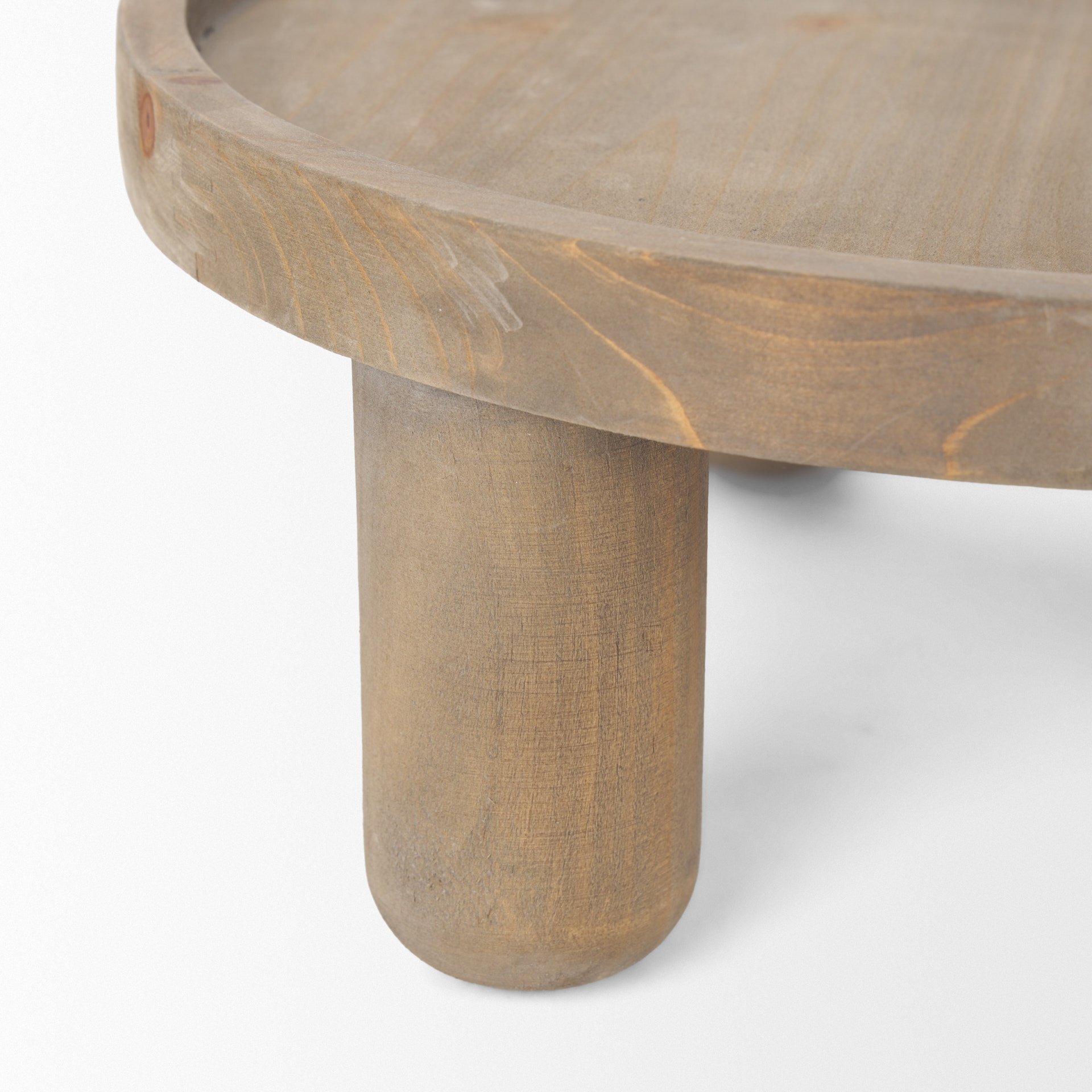 virve round light brown wood w/ gray wash wooden trays