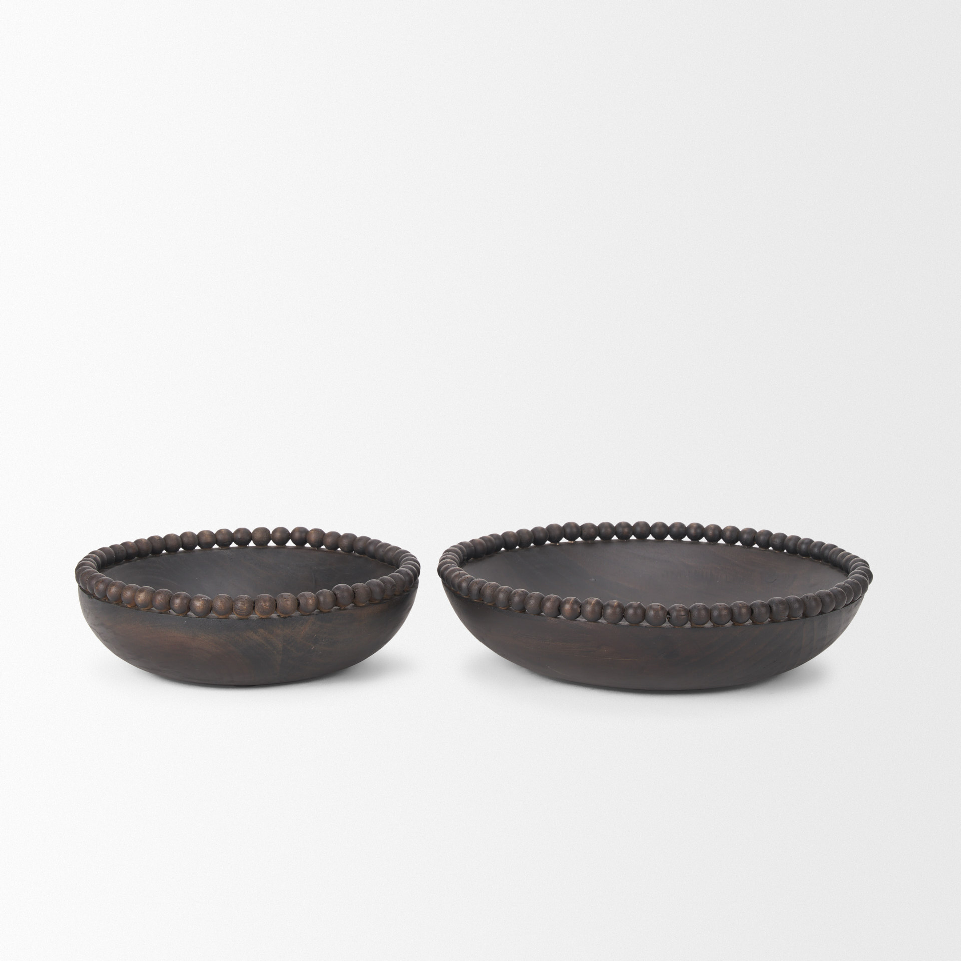 wendell dark brown wood w/ wood beads round bowls