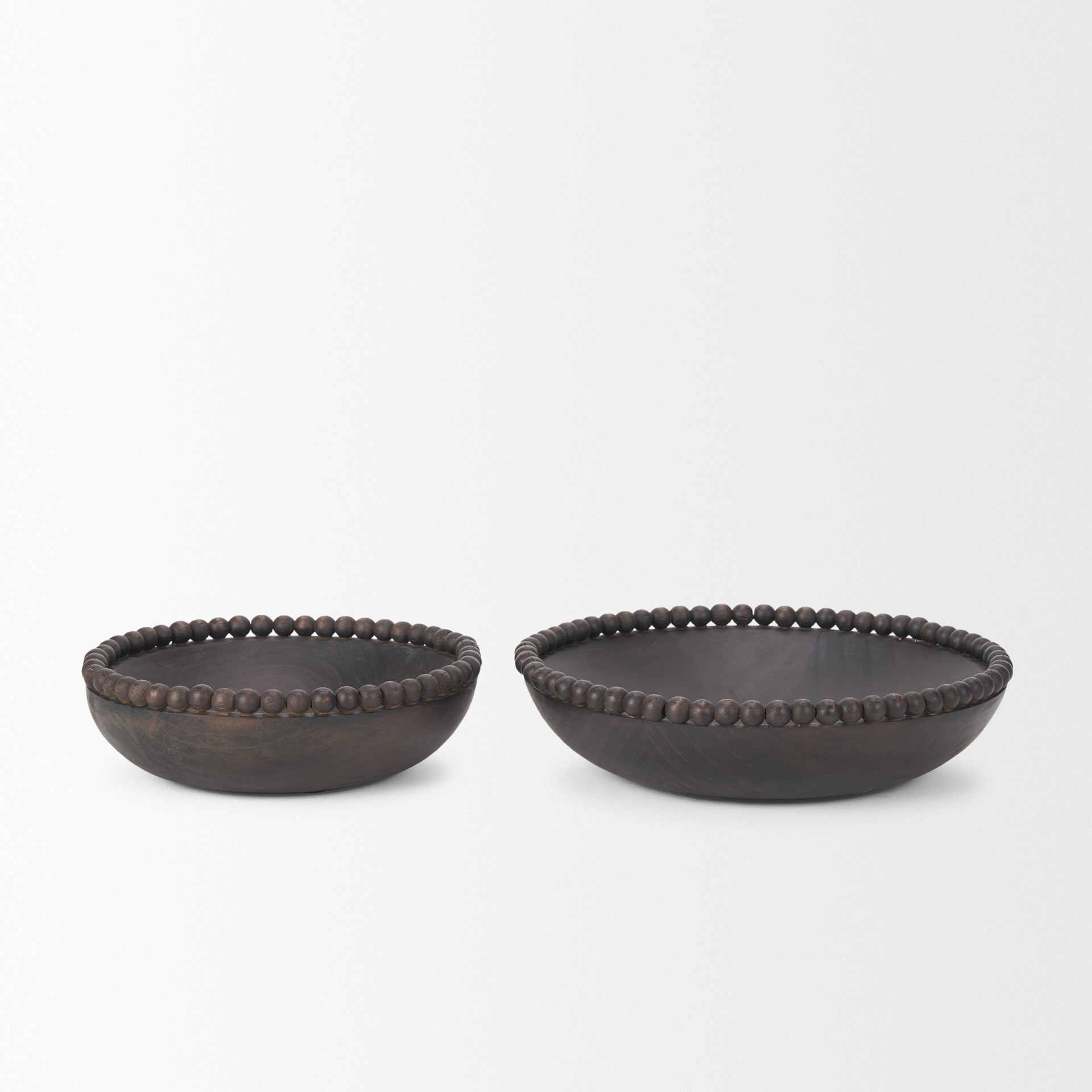 wendell dark brown wood w/ wood beads round bowls