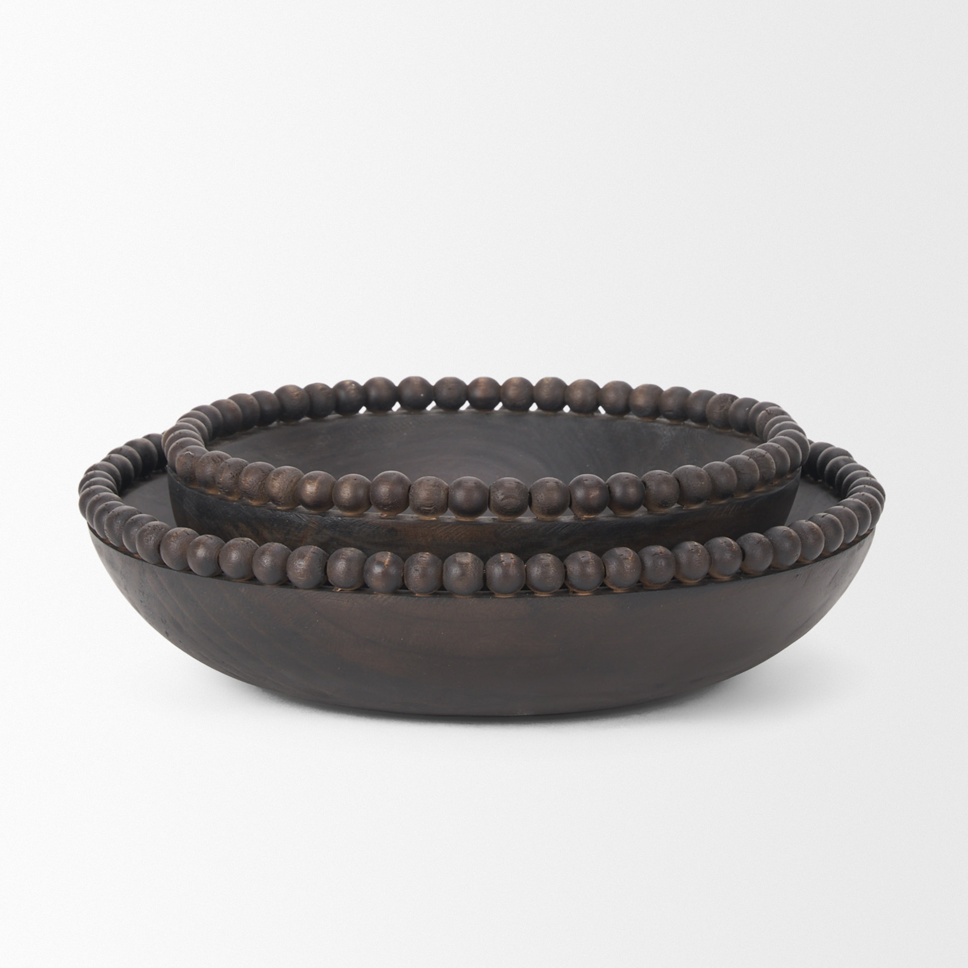 wendell dark brown wood w/ wood beads round bowls