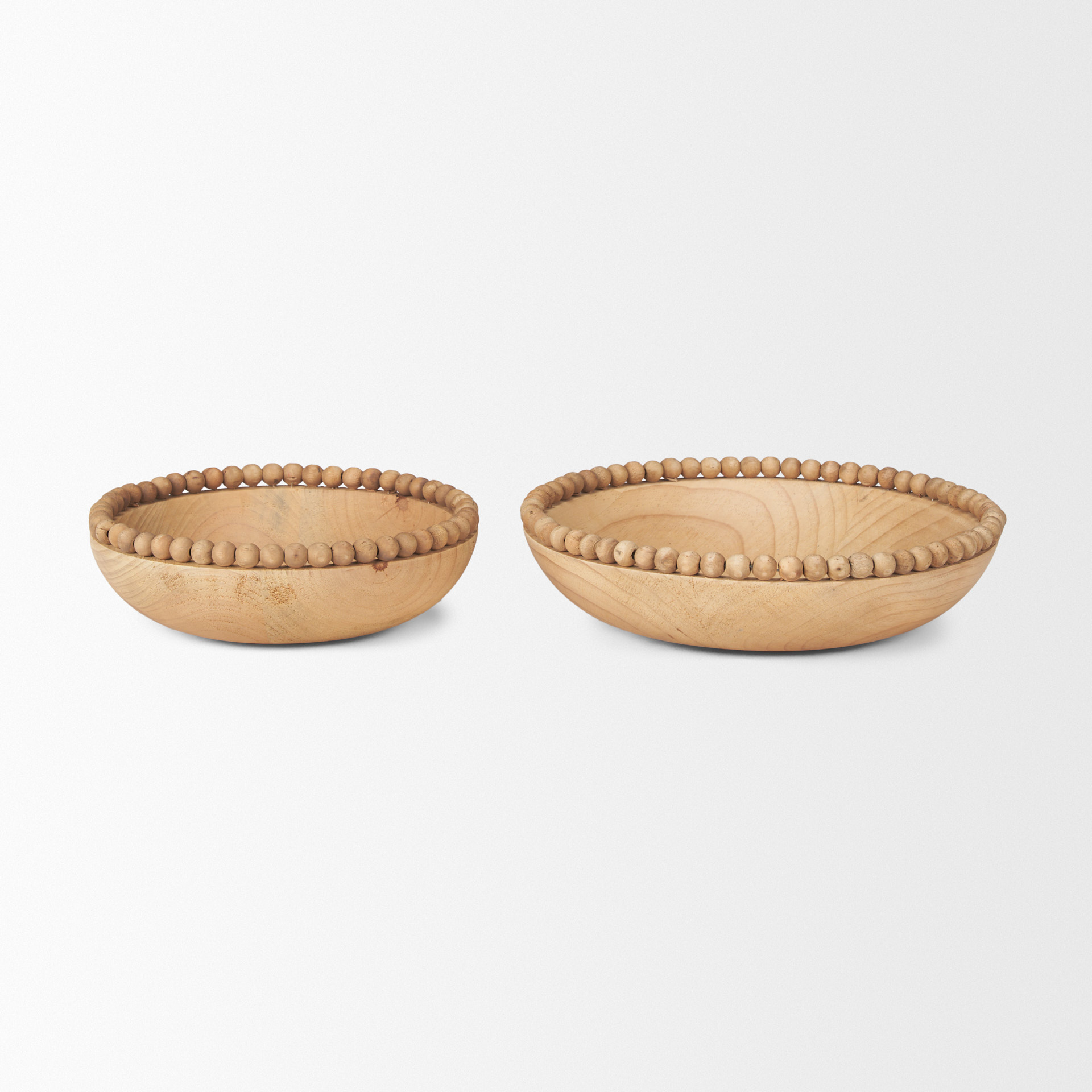 wendell light brown wood w/ wood bead round bowls