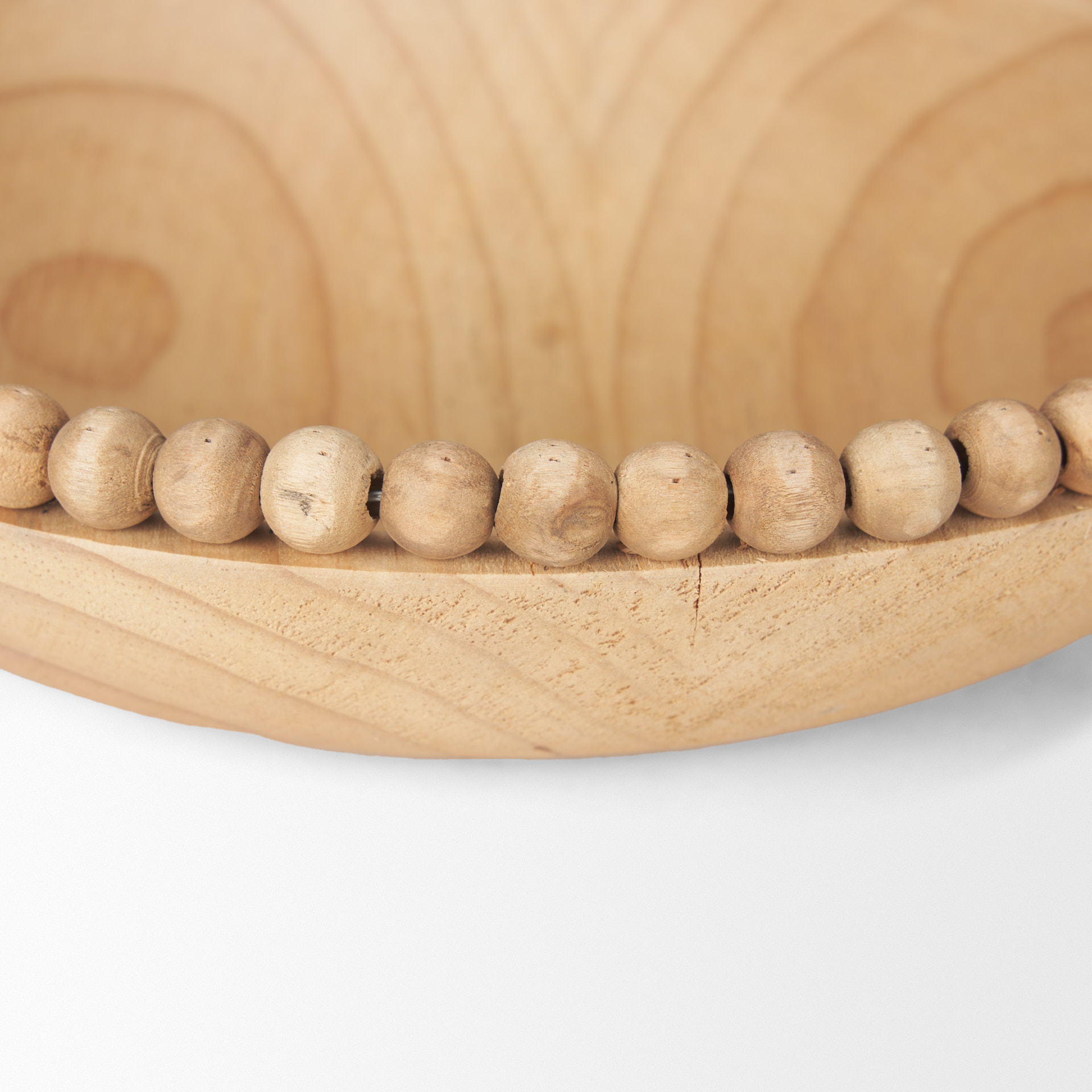 wendell light brown wood w/ wood bead round bowls