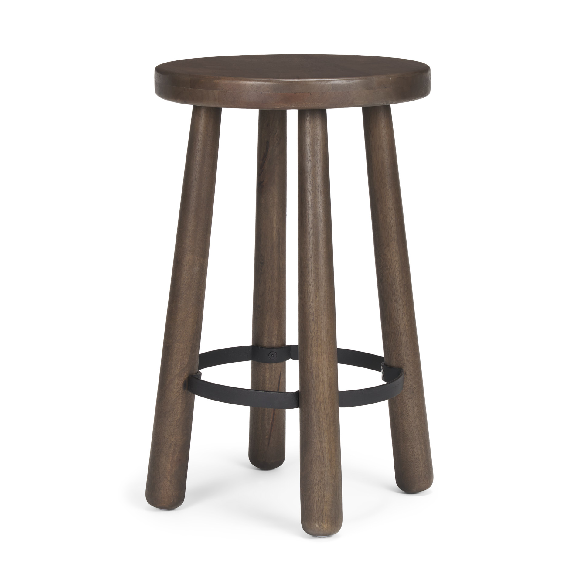 weldon dark brown wood w/ matte black metal counter stool