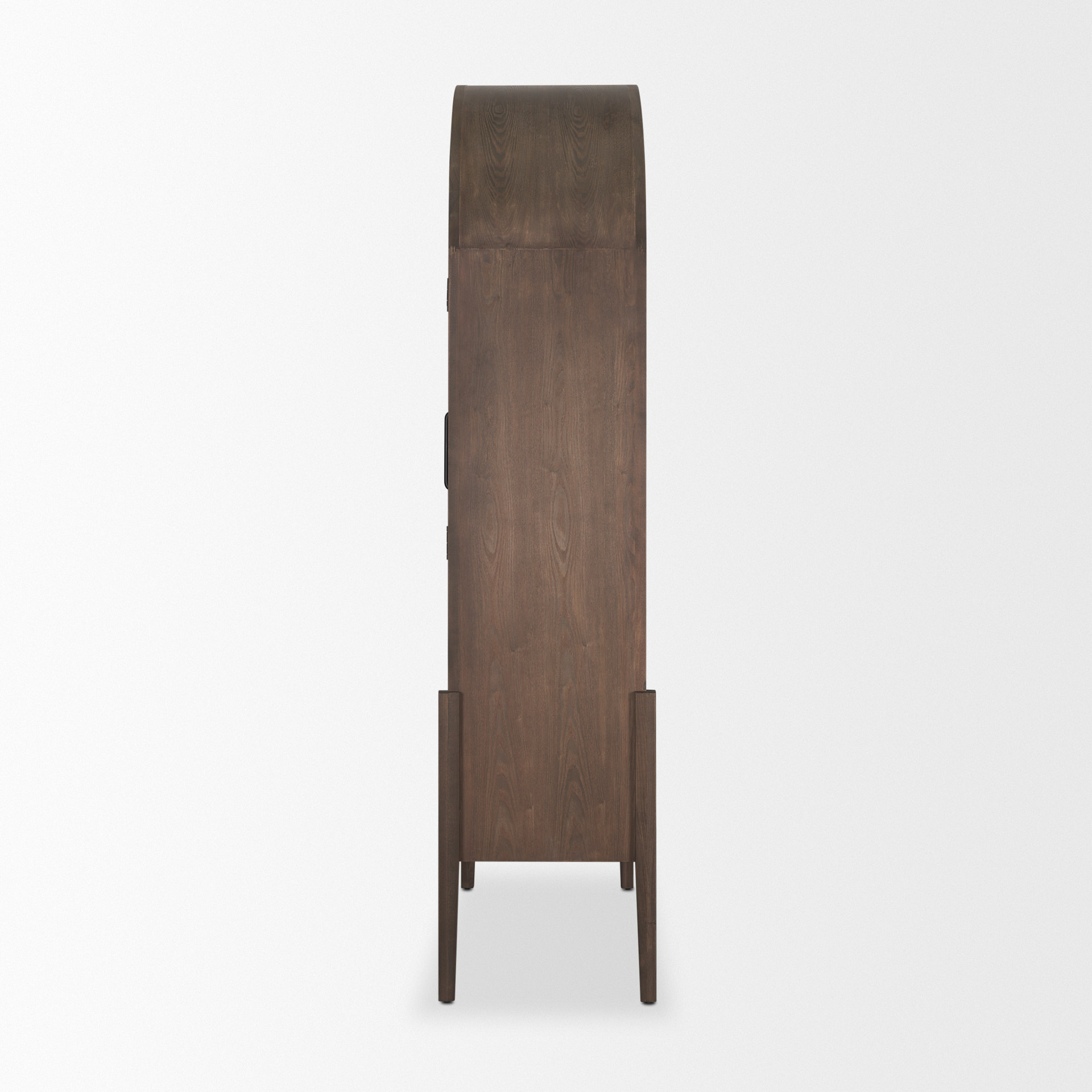 teva two toned dark w/light wood arched curio cabinet