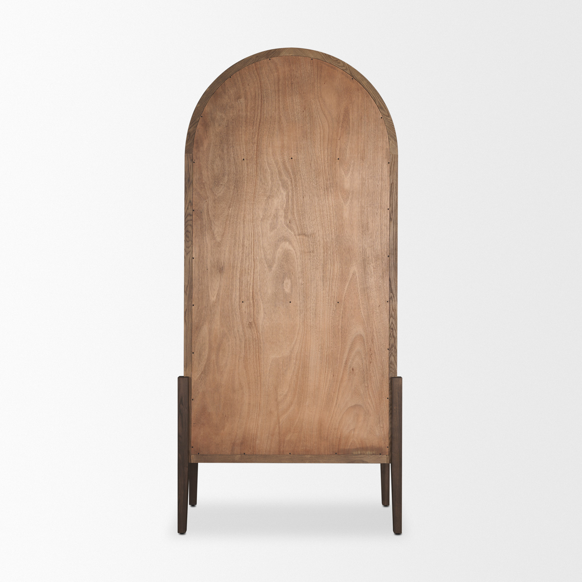 teva two toned dark w/light wood arched curio cabinet