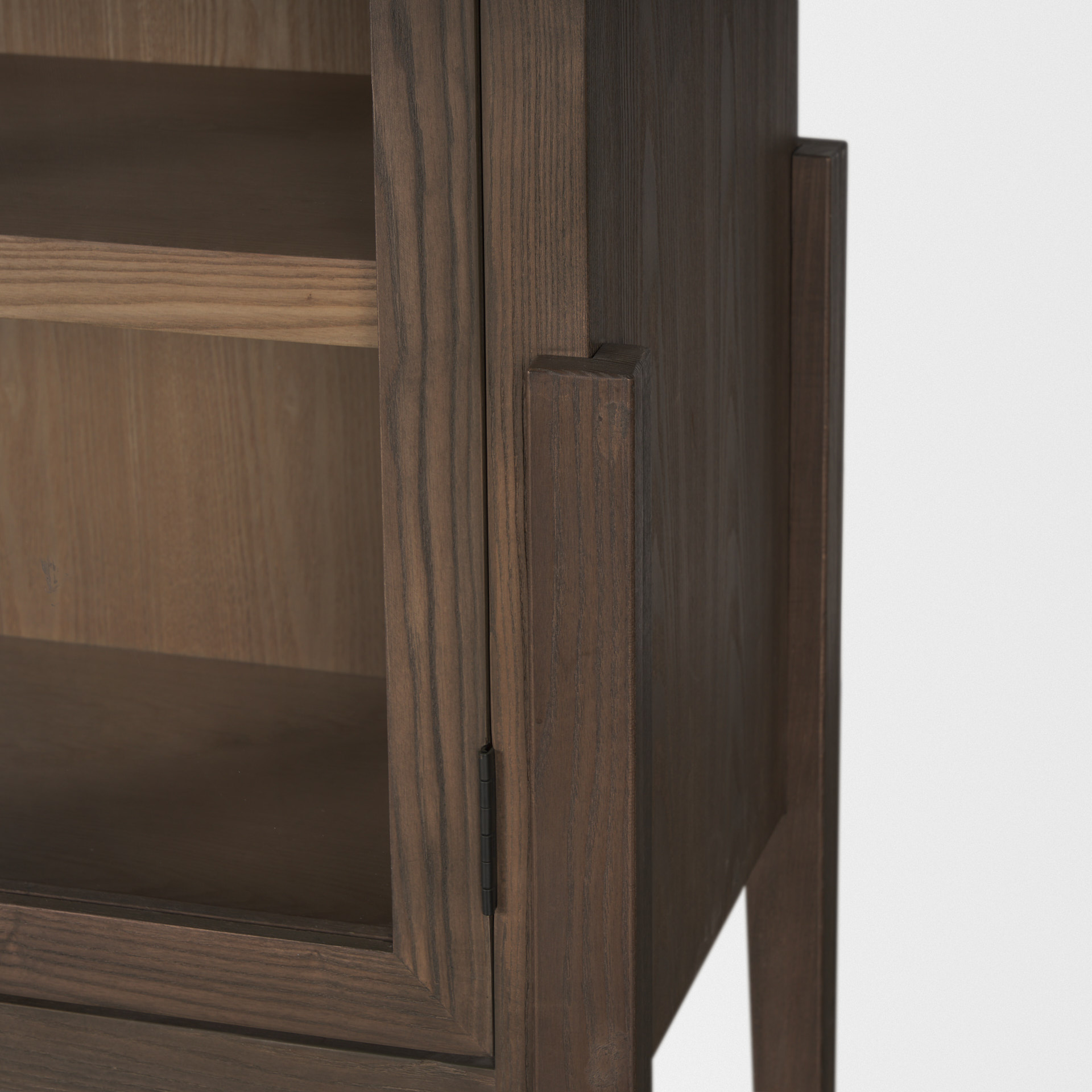 teva two toned dark w/light wood arched curio cabinet