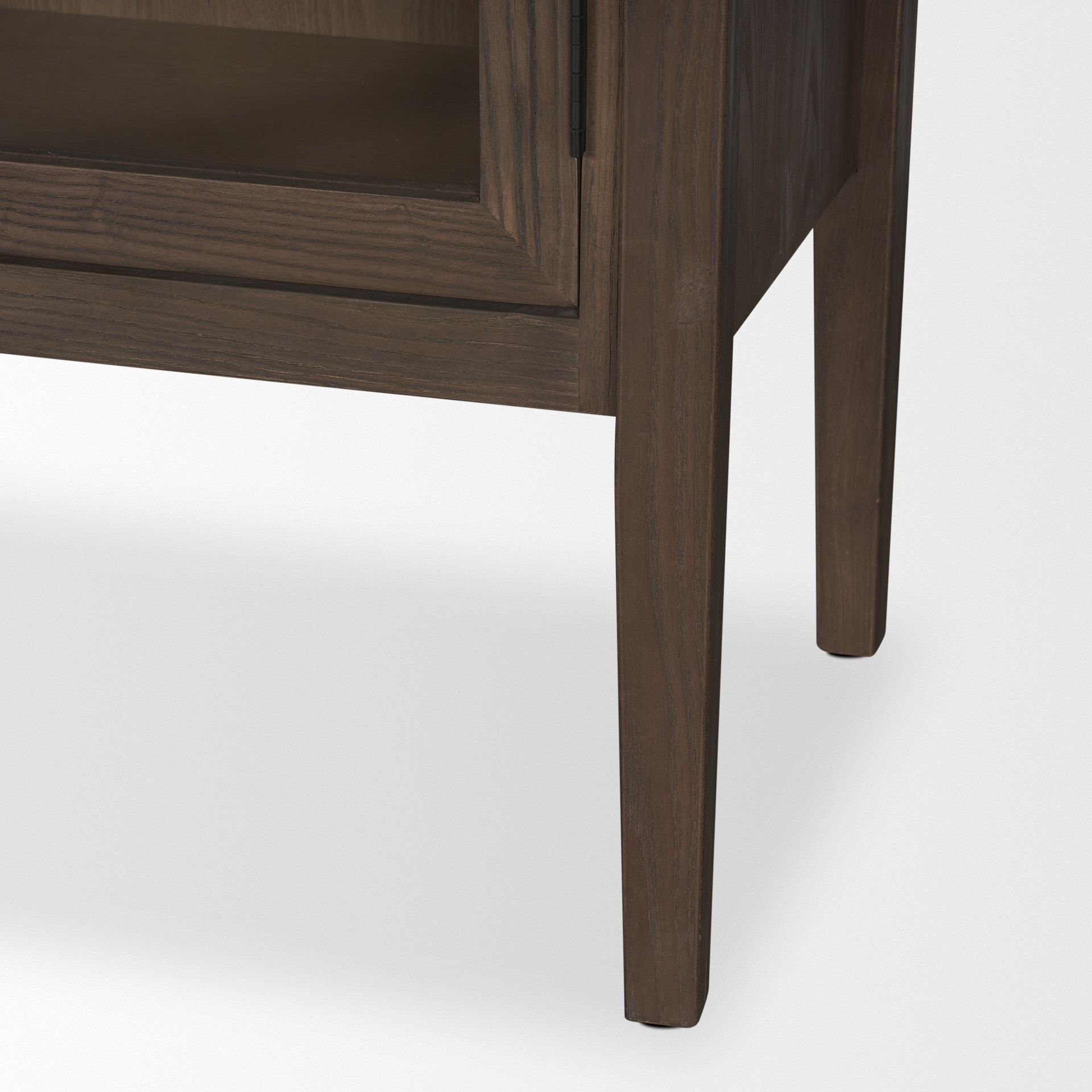 teva two toned dark w/light wood arched curio cabinet