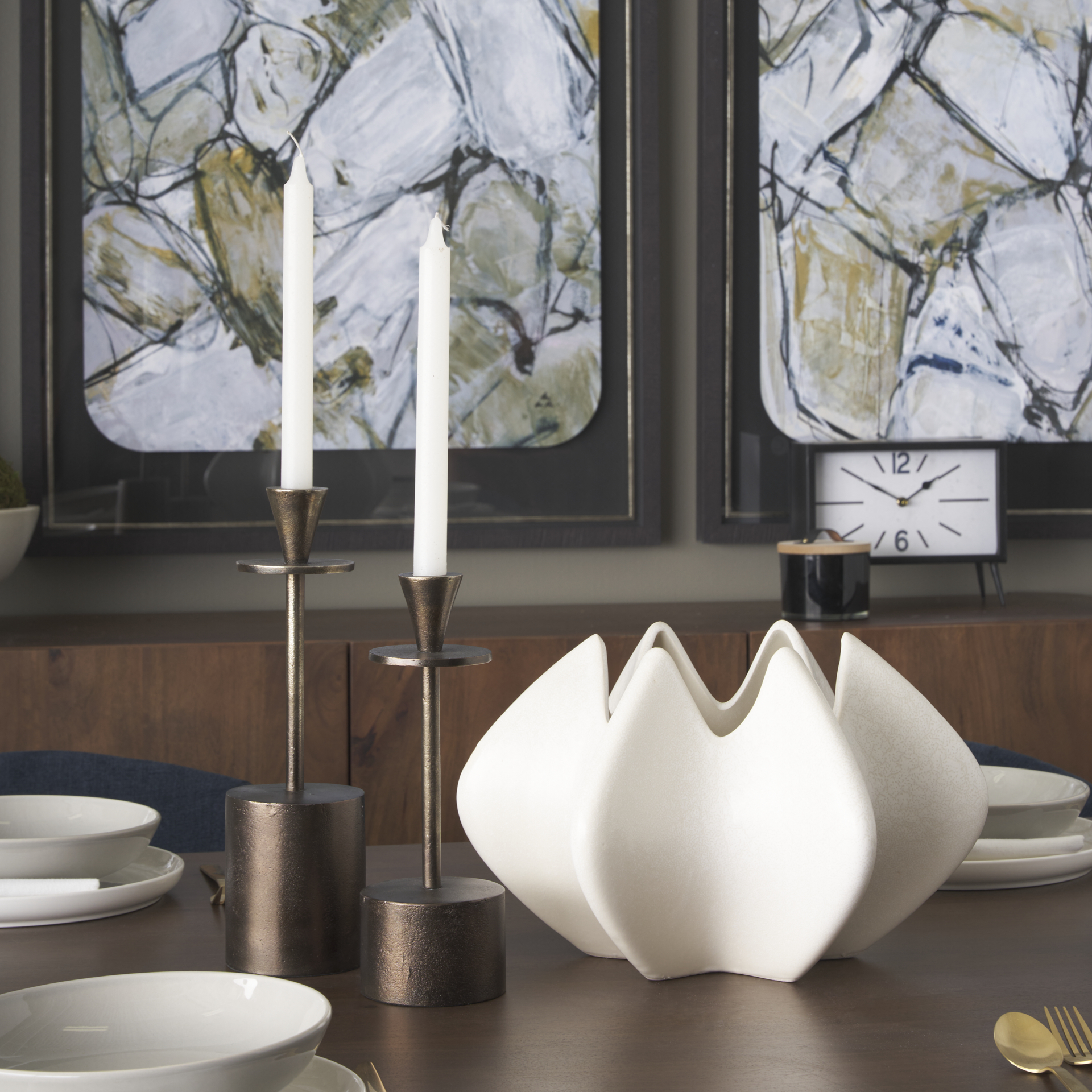 petria antiqued gold textured metal taper candle holders