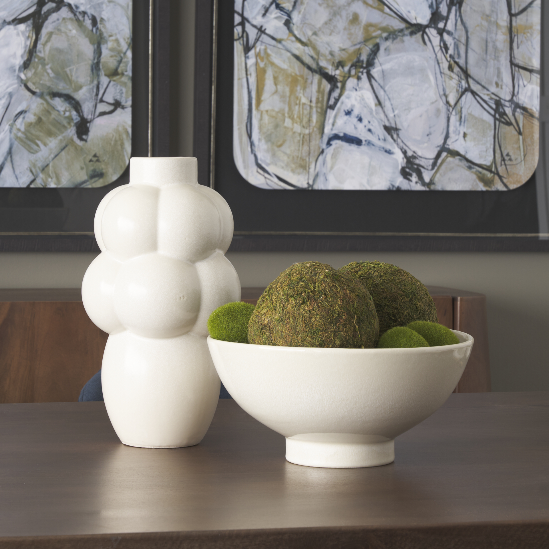 tyren cream glazed decorative round ceramic bowl