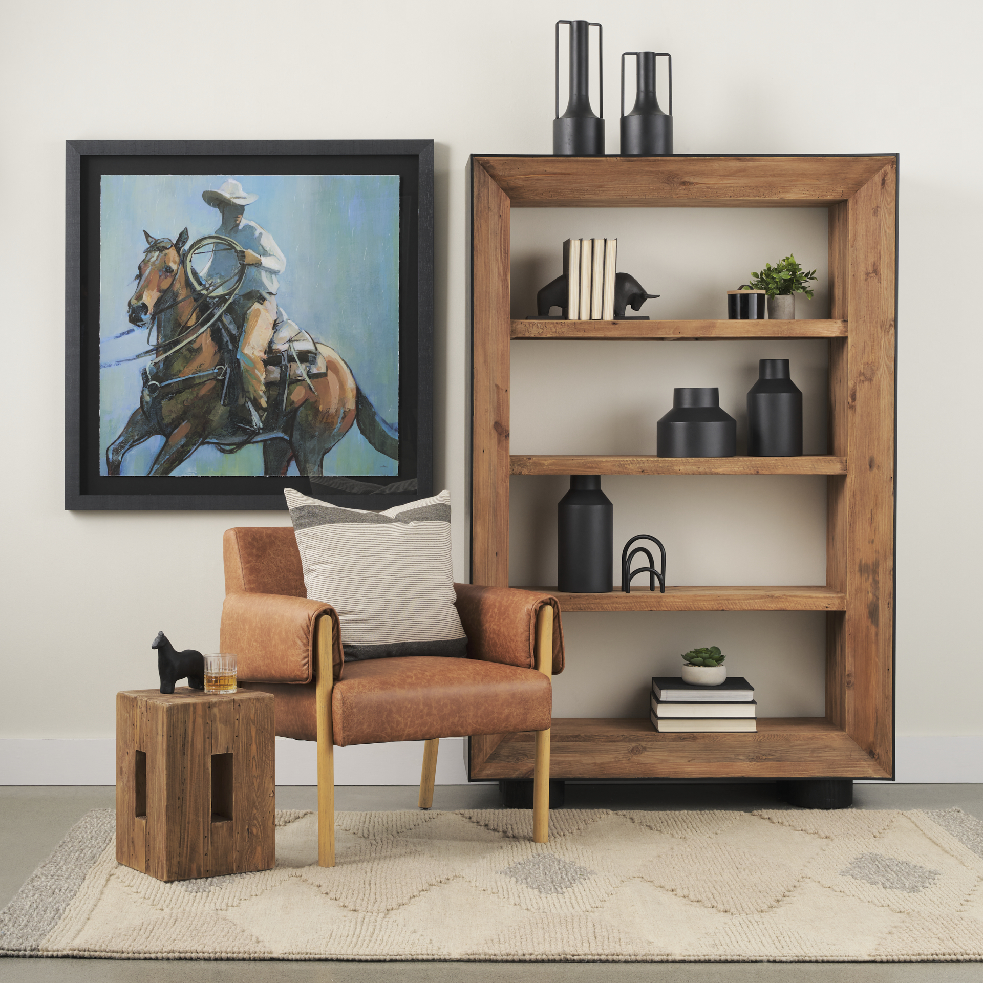 waylen natural wood block accent stool