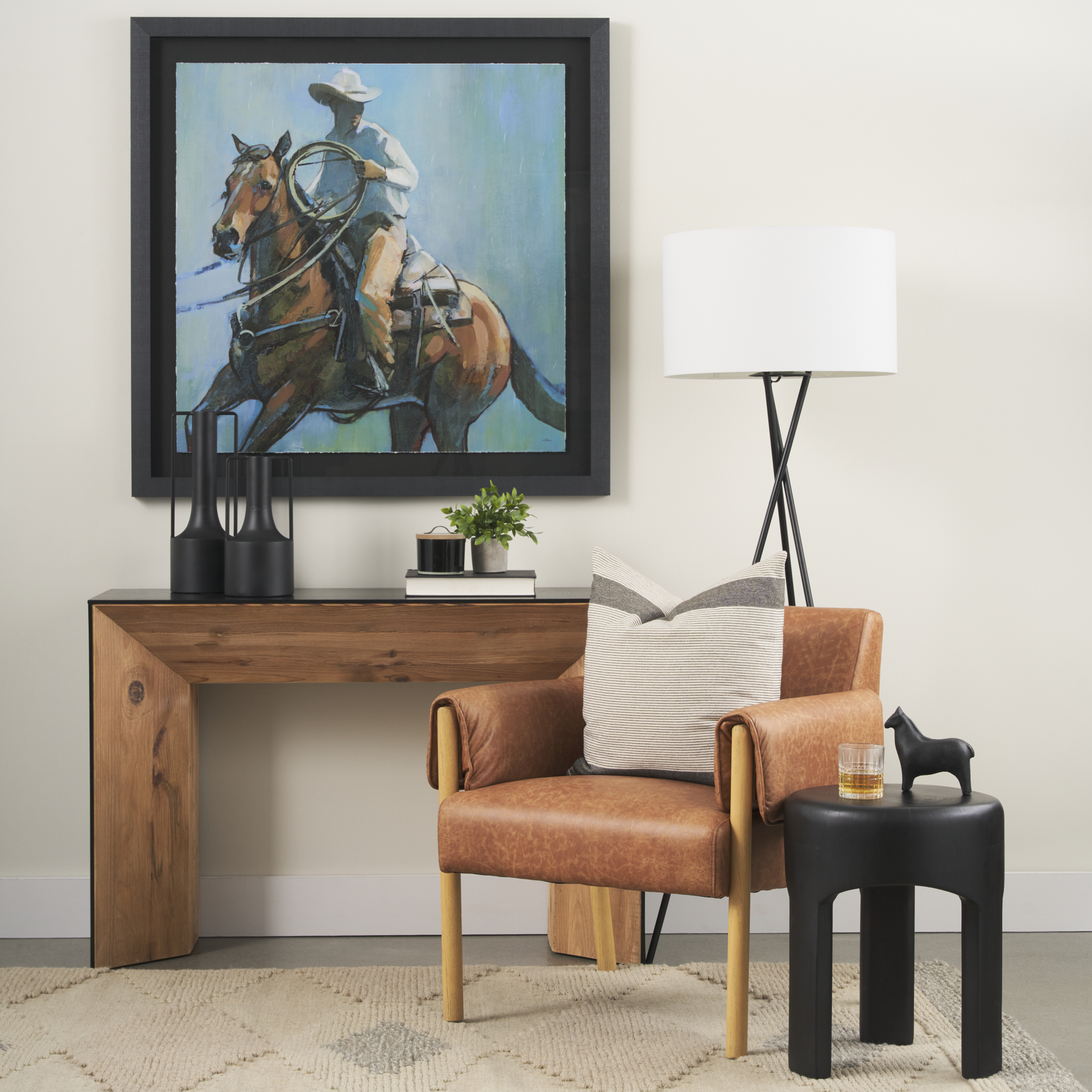 ashton brown faux leather w/ light wood accent chair