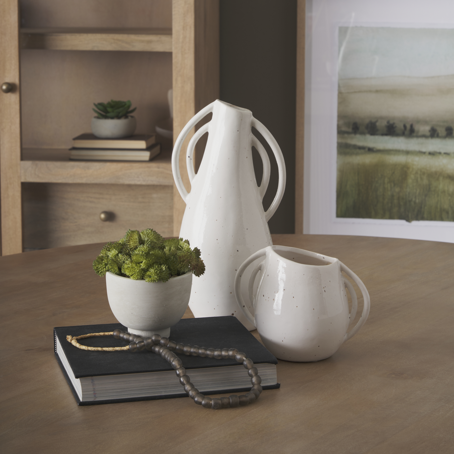 urvi short off white speckled asymmetrical ceramic vase