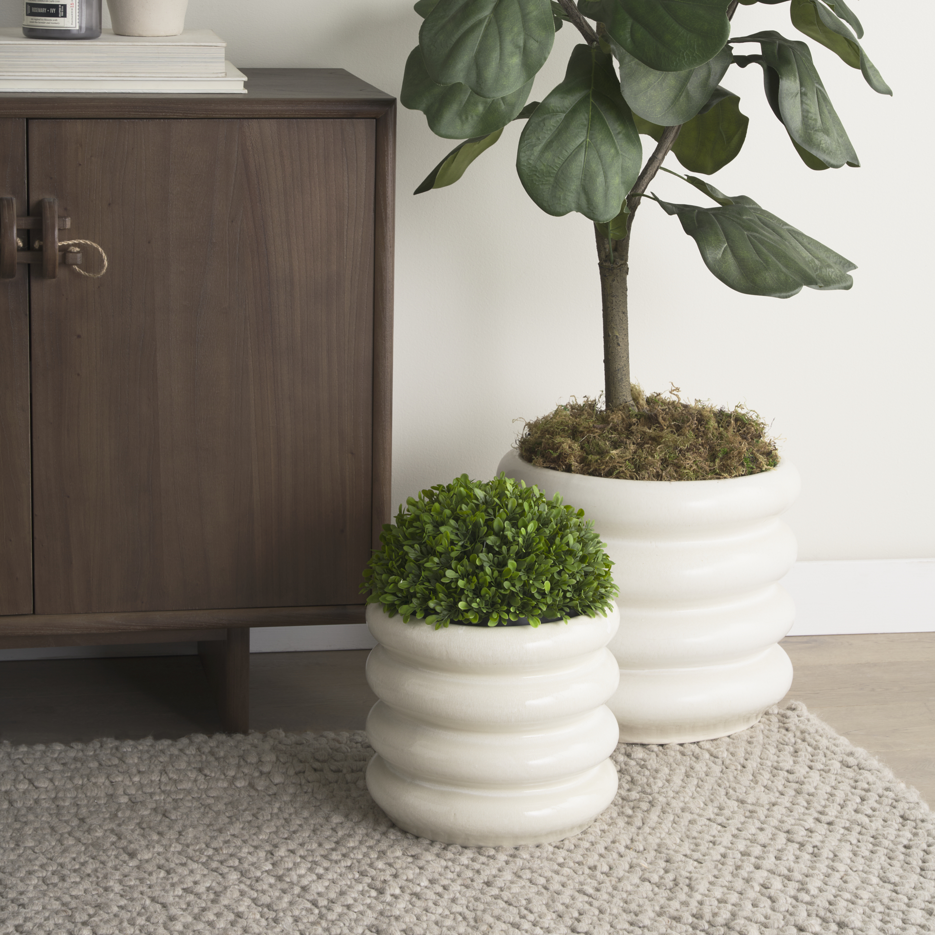 twyla short cream glazed floor vase