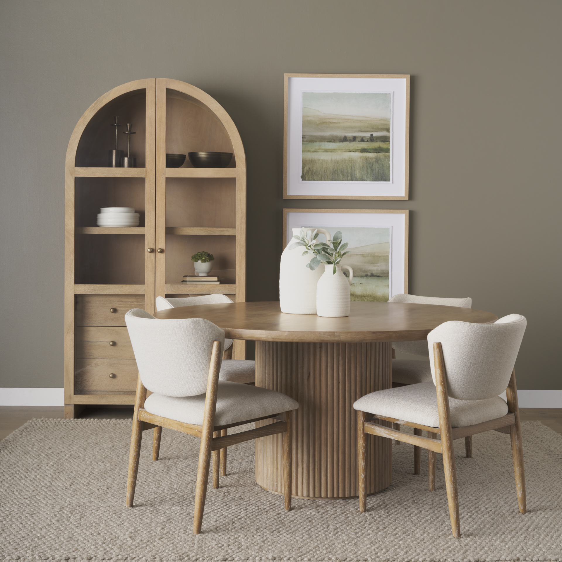 terra 60l x 60w x 30h light brown wood round fluted dining table