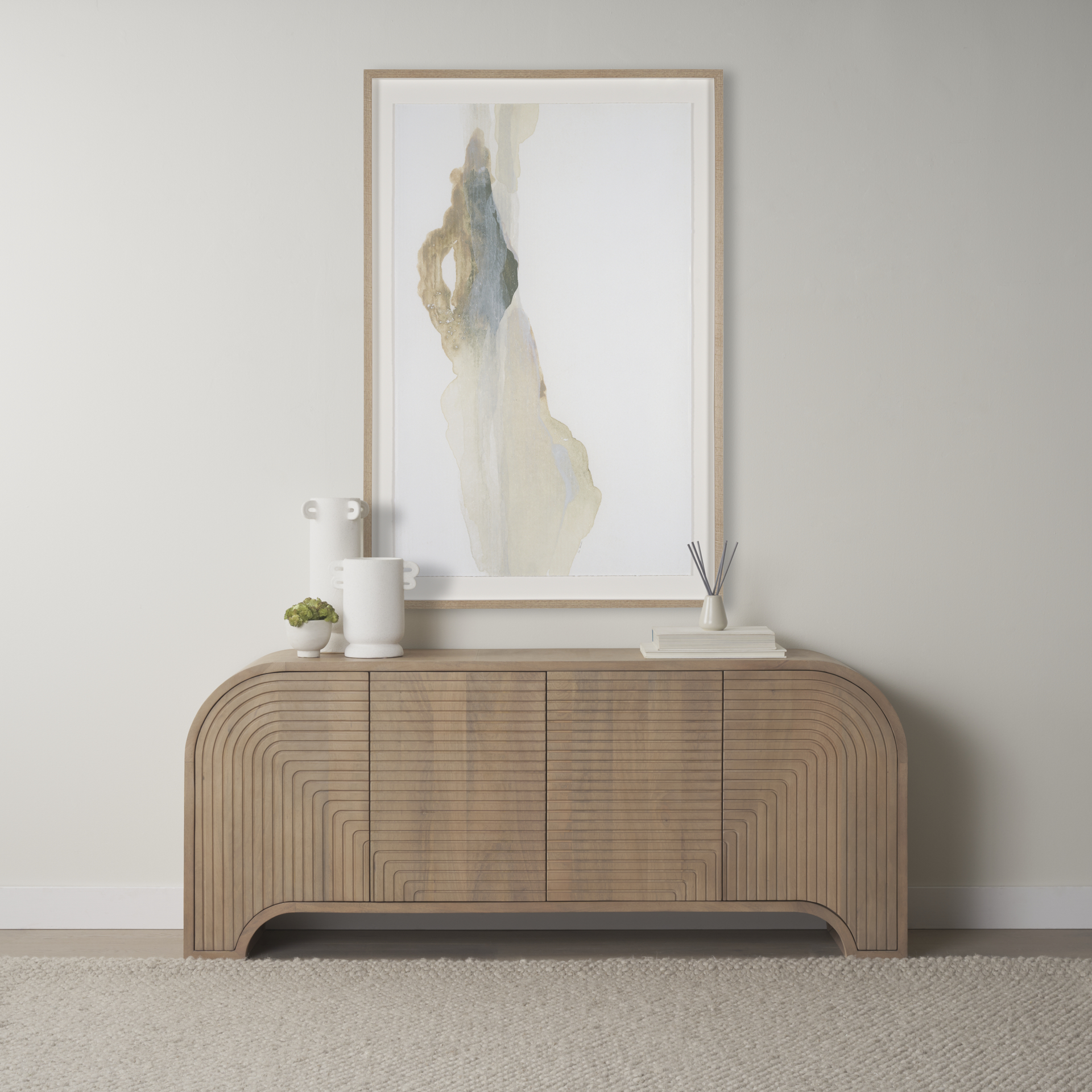 sorina reverse fluted light brown wood sideboard