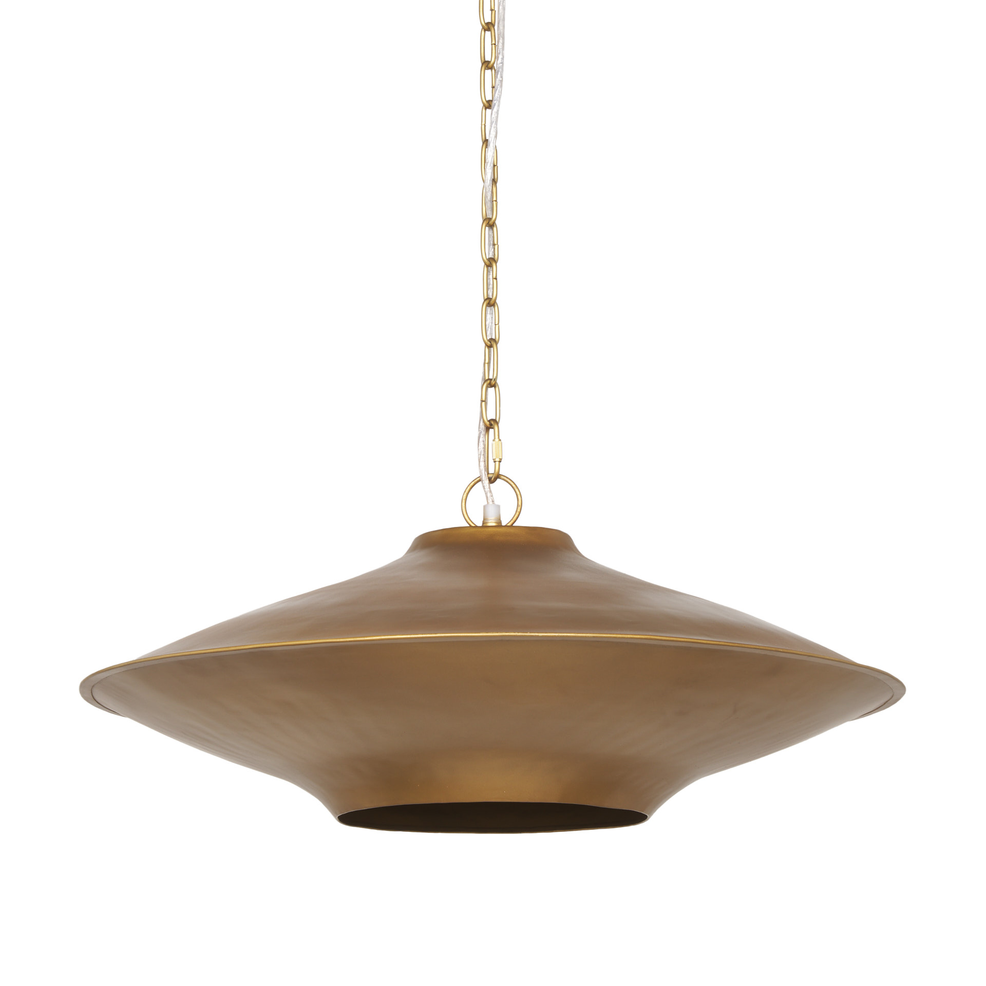 titus 1-light brass finished metal disc pendant