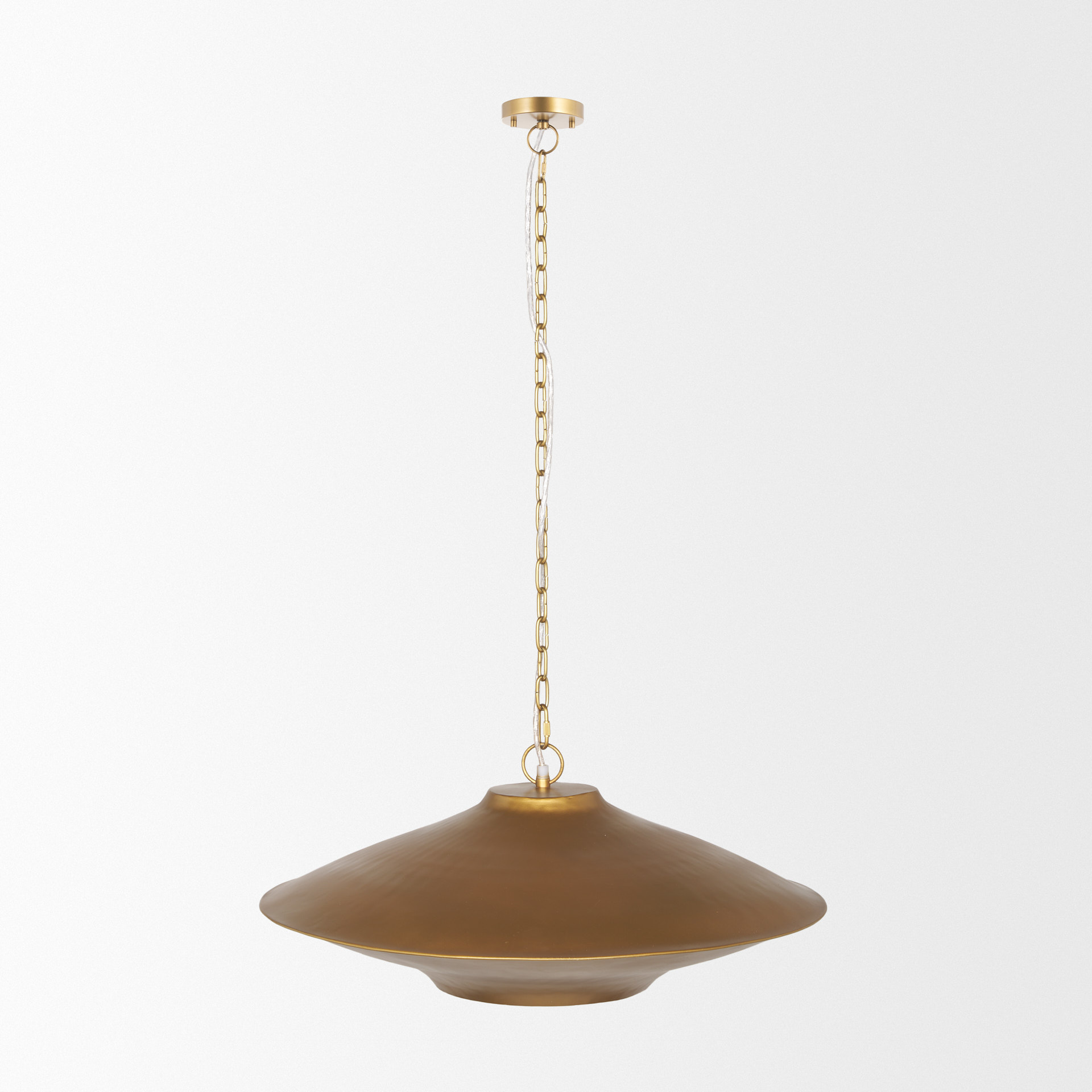 titus 1-light brass finished metal disc pendant