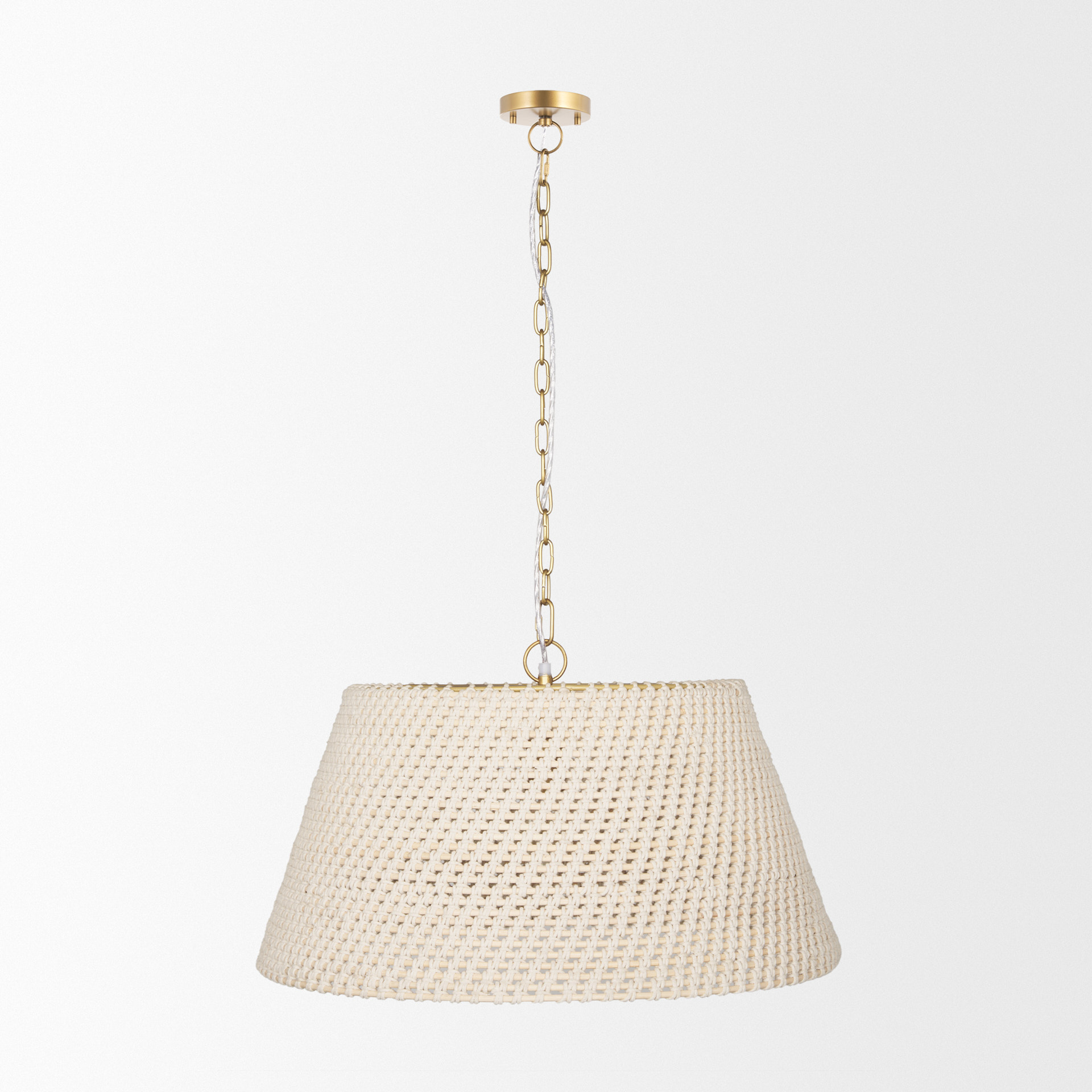 tosha 1-light tapered cotton rope drum pendant