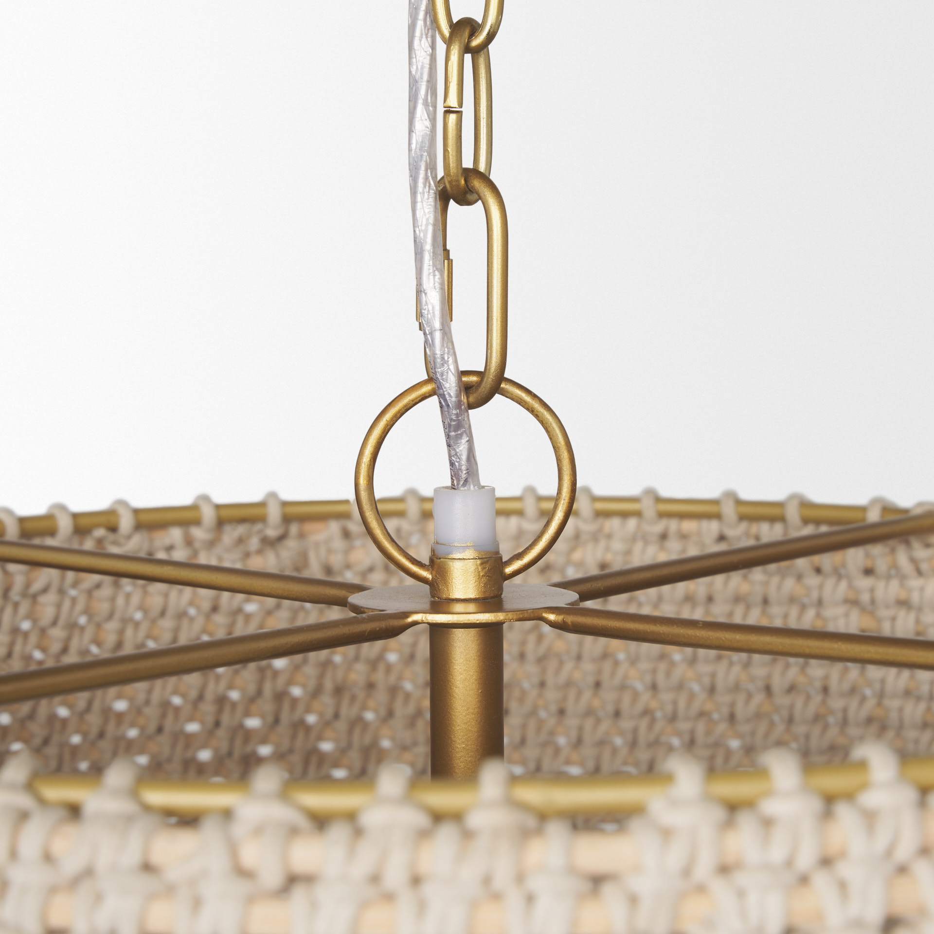 tosha 1-light tapered cotton rope drum pendant
