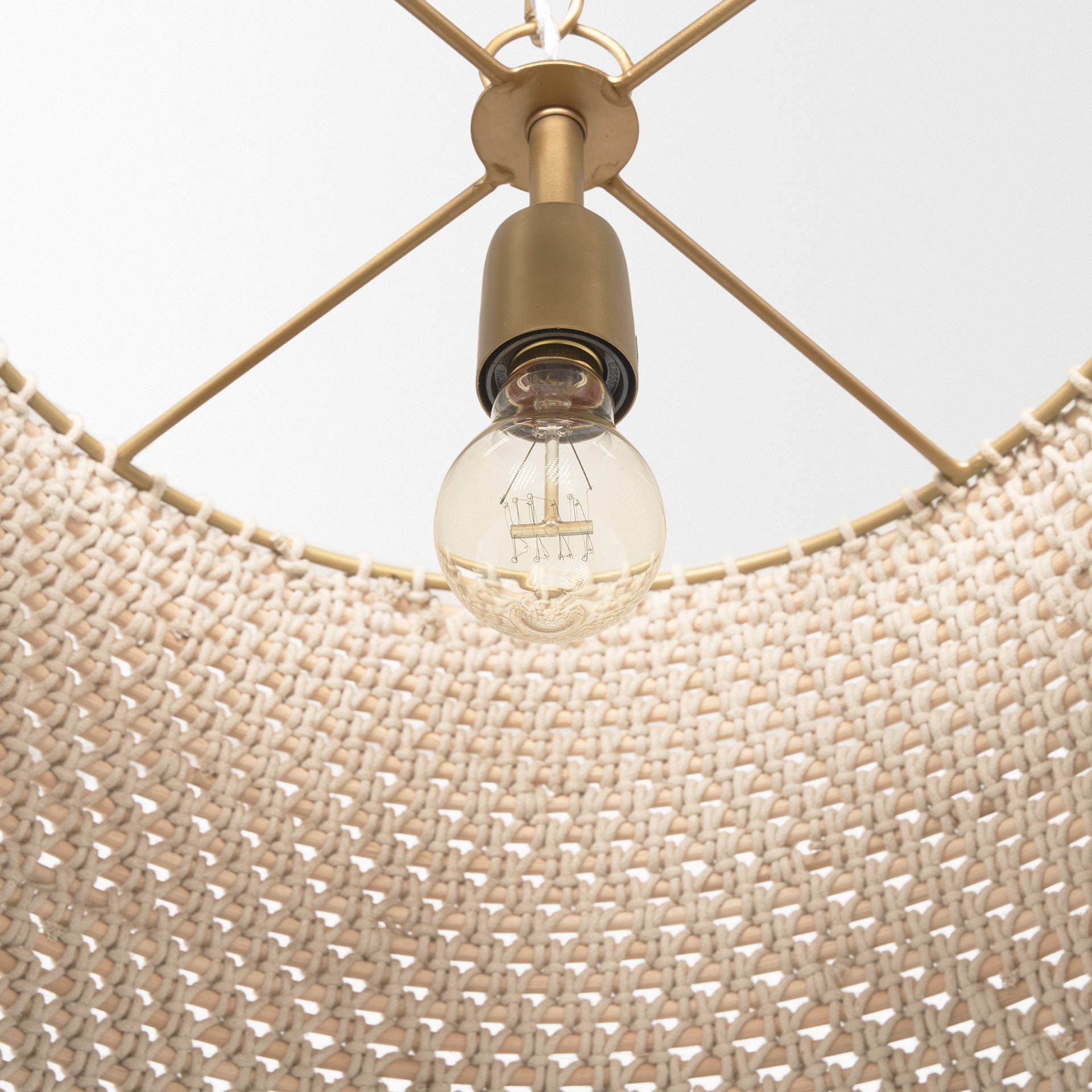 tosha 1-light tapered cotton rope drum pendant