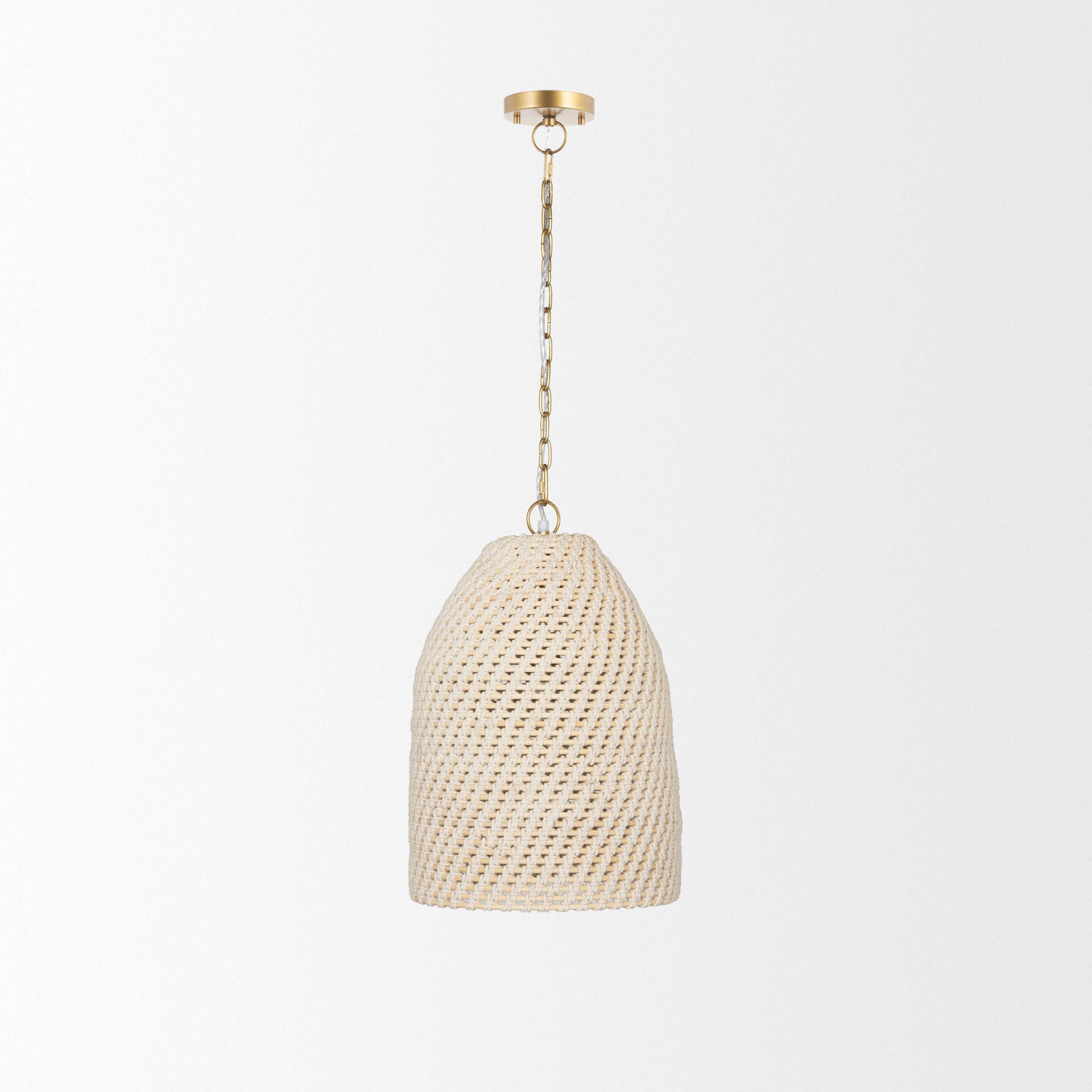 tosha 1-light cotton rope bell pendant