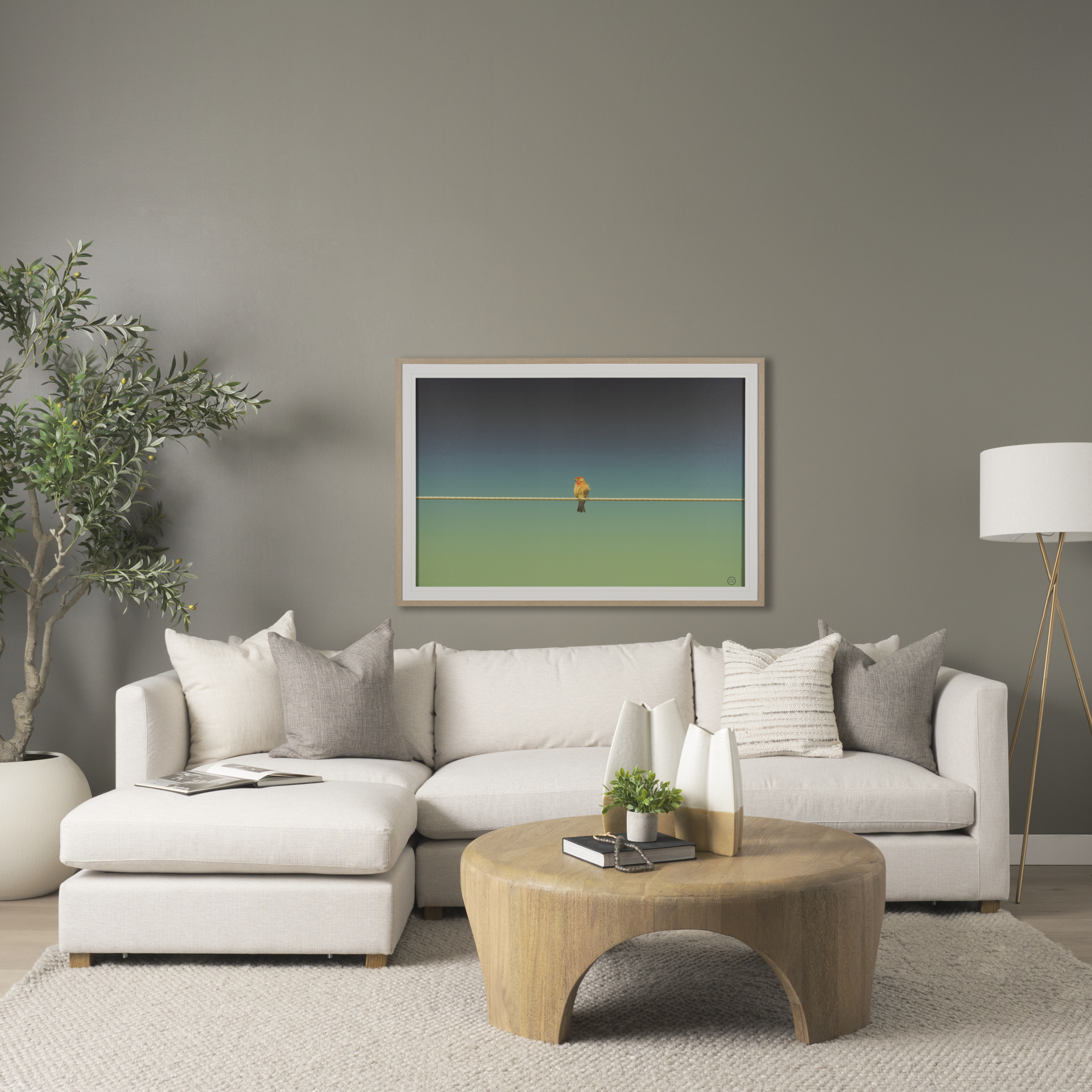Shima Round Light Brown Wood W/Arched Legs Coffee Table