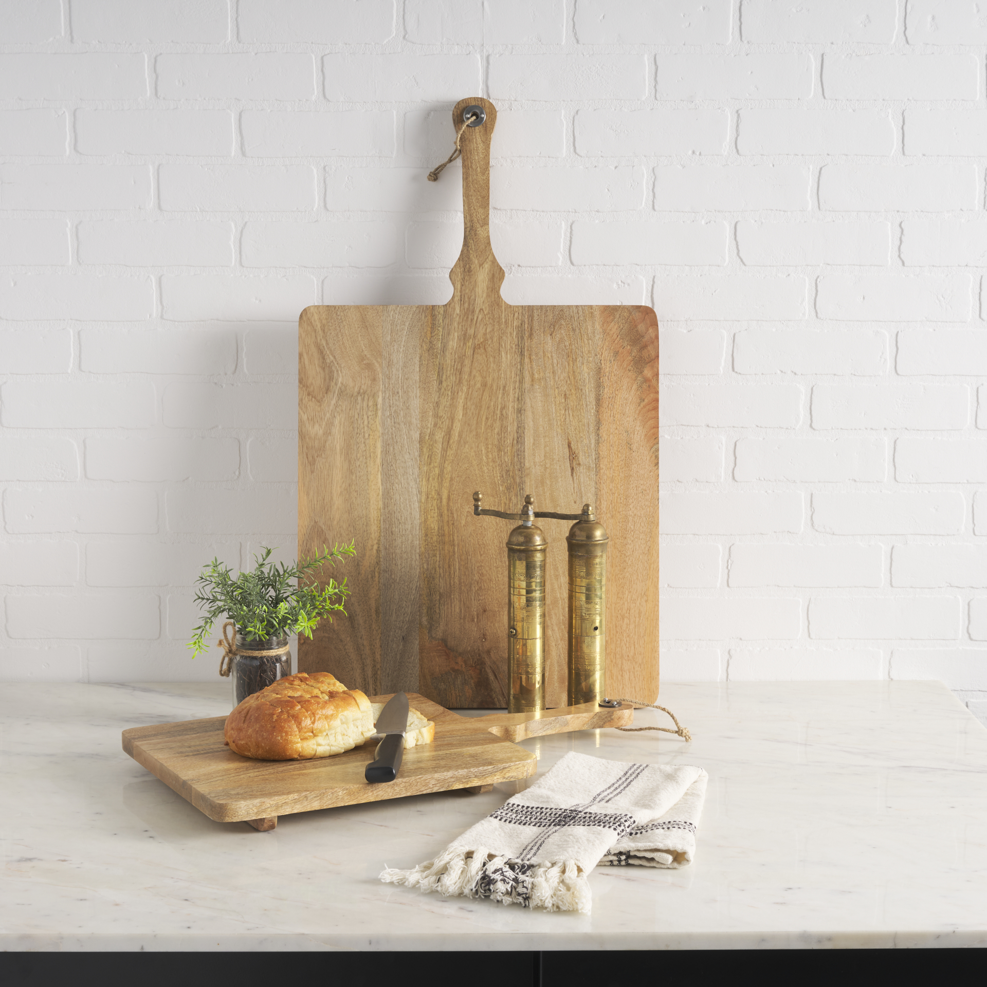 khana natural solid wood square serving boards