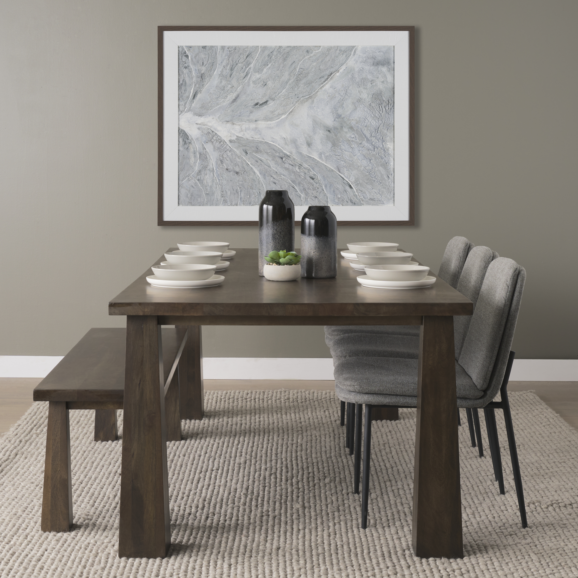 wolcott rectangular dark brown solid wood dining table