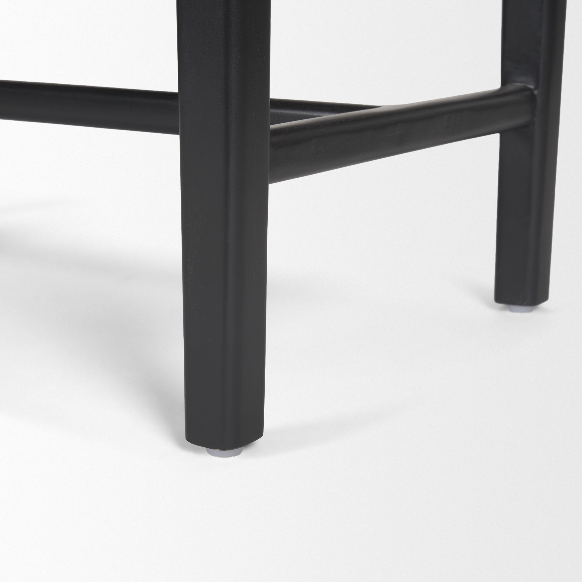 shane black wood w/ woven black leather bench