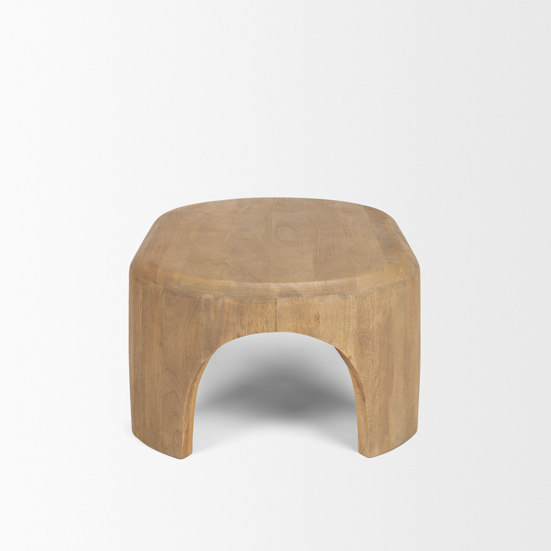 shima oval light brown wood w/ arched legs coffee table