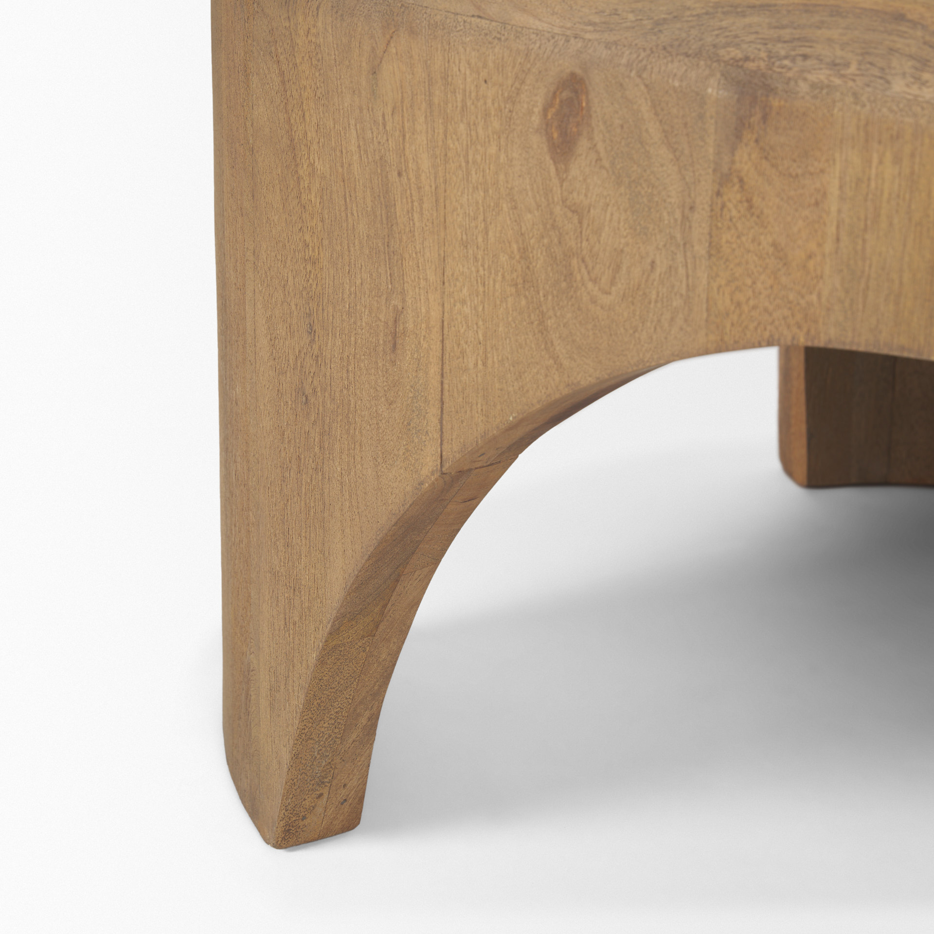 shima oval light brown wood w/ arched legs coffee table