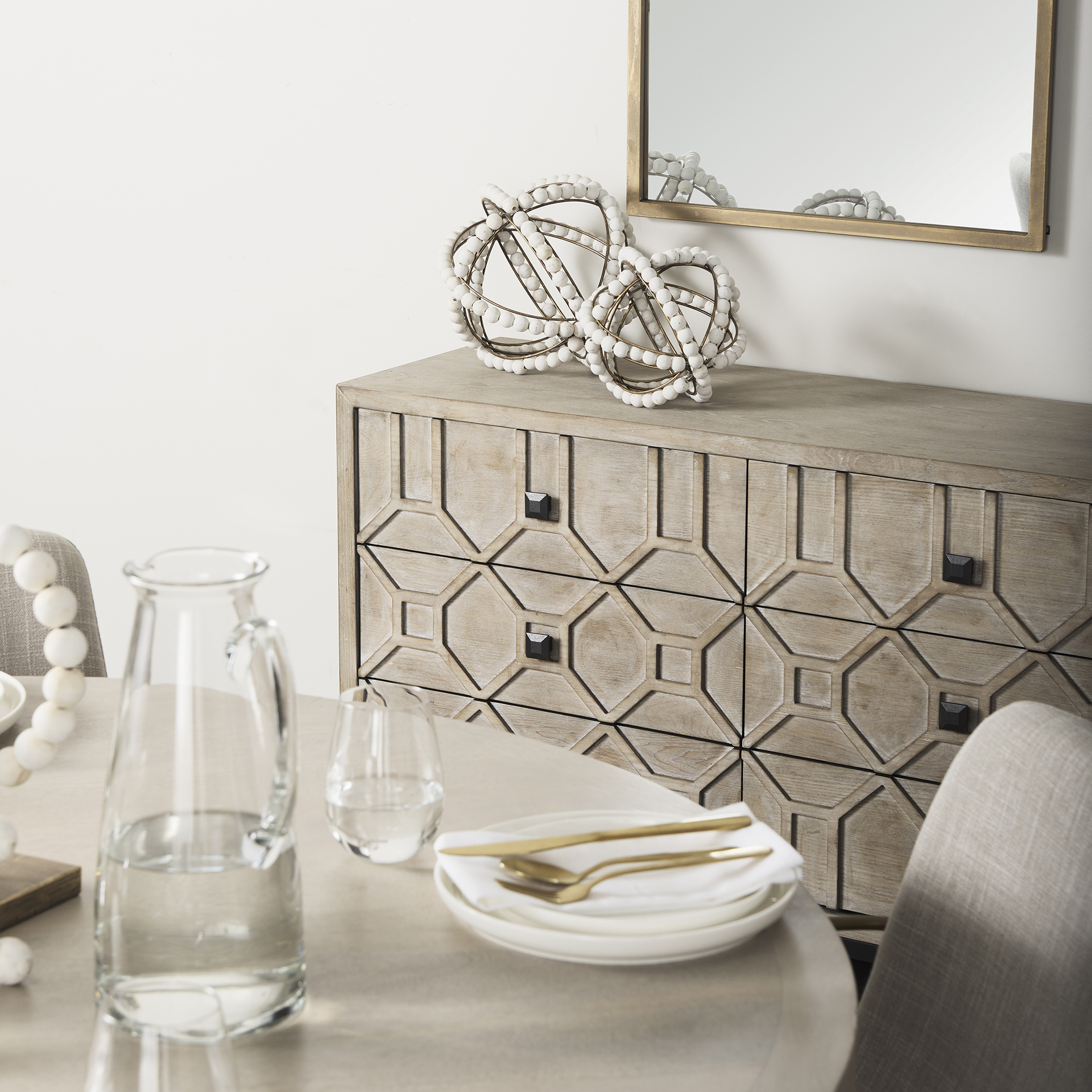 genevieve ii light brown fir veneer 9 drawer sideboard