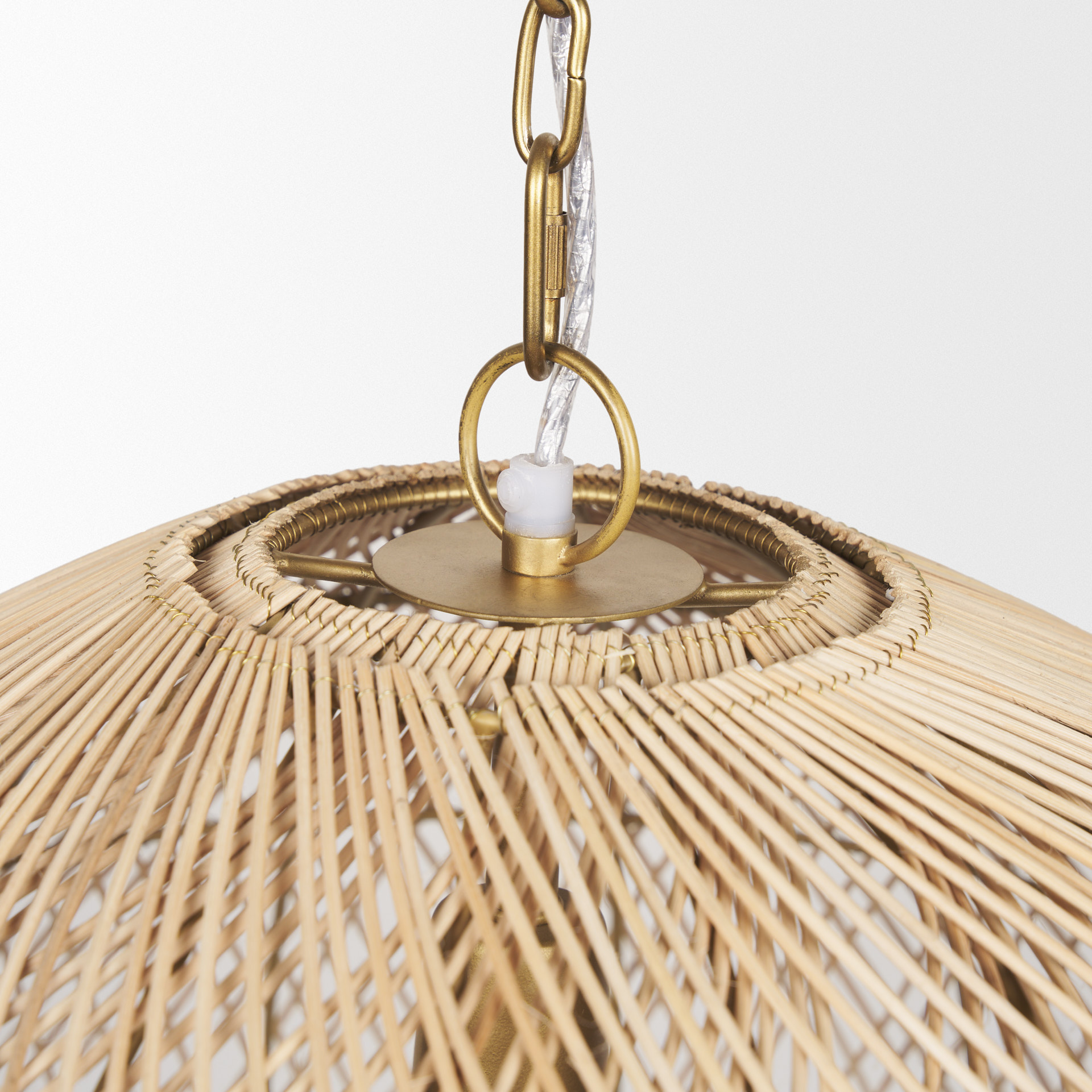 thad 1-light natural woven rattan dome pendant