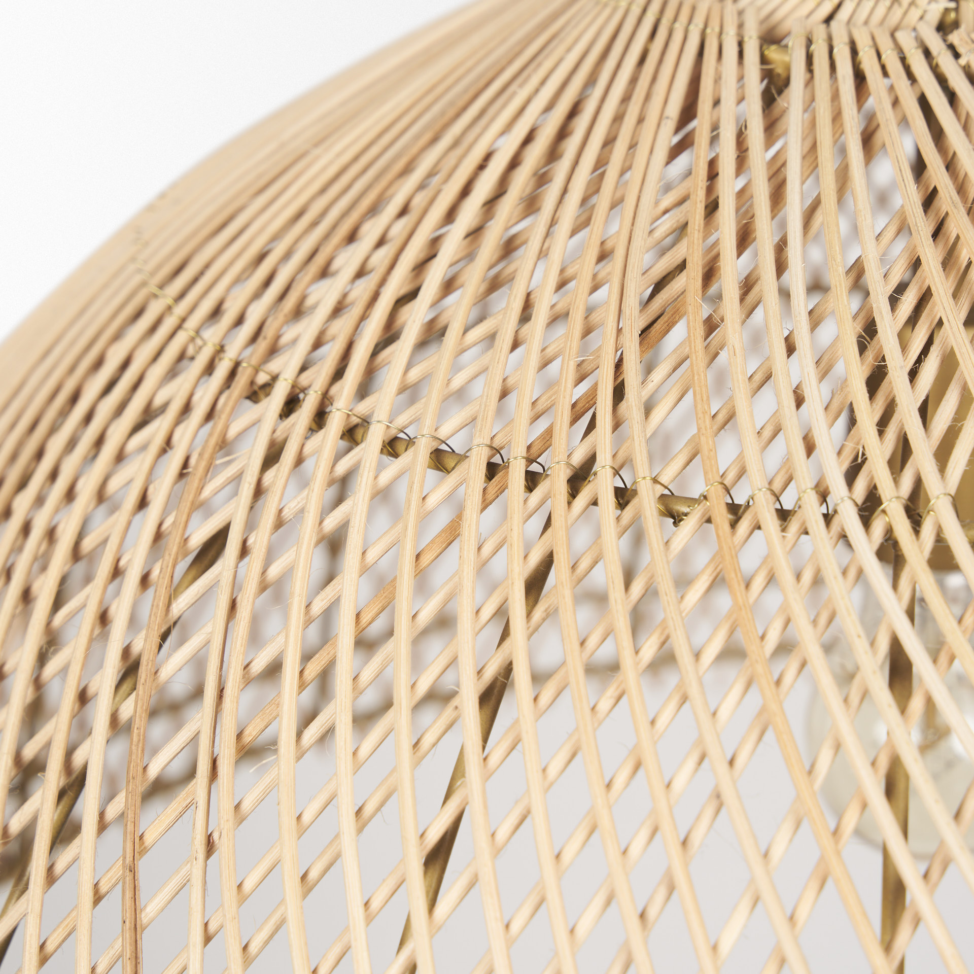 thad 1-light natural woven rattan dome pendant
