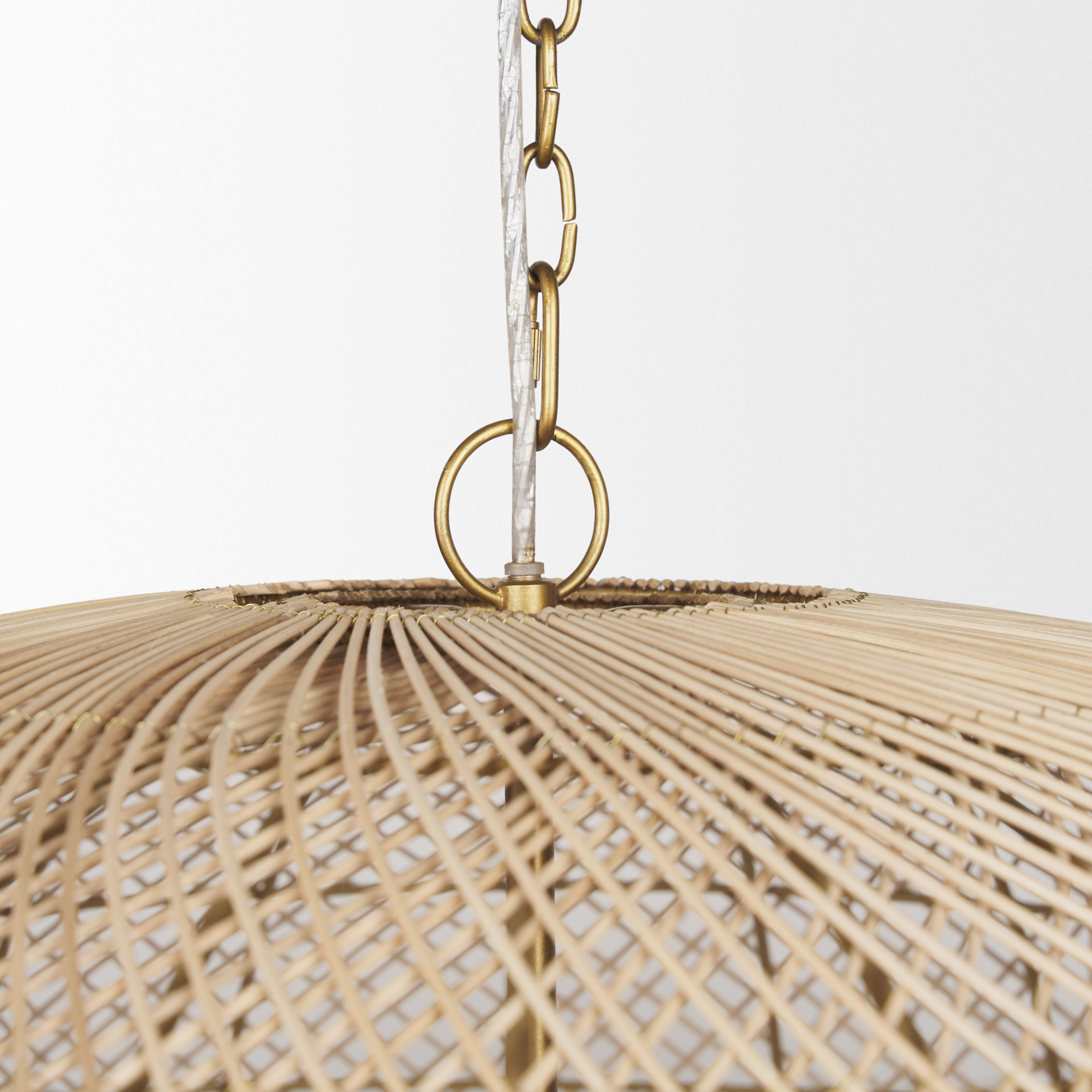 thad 4-light natural woven rattan dome chandelier