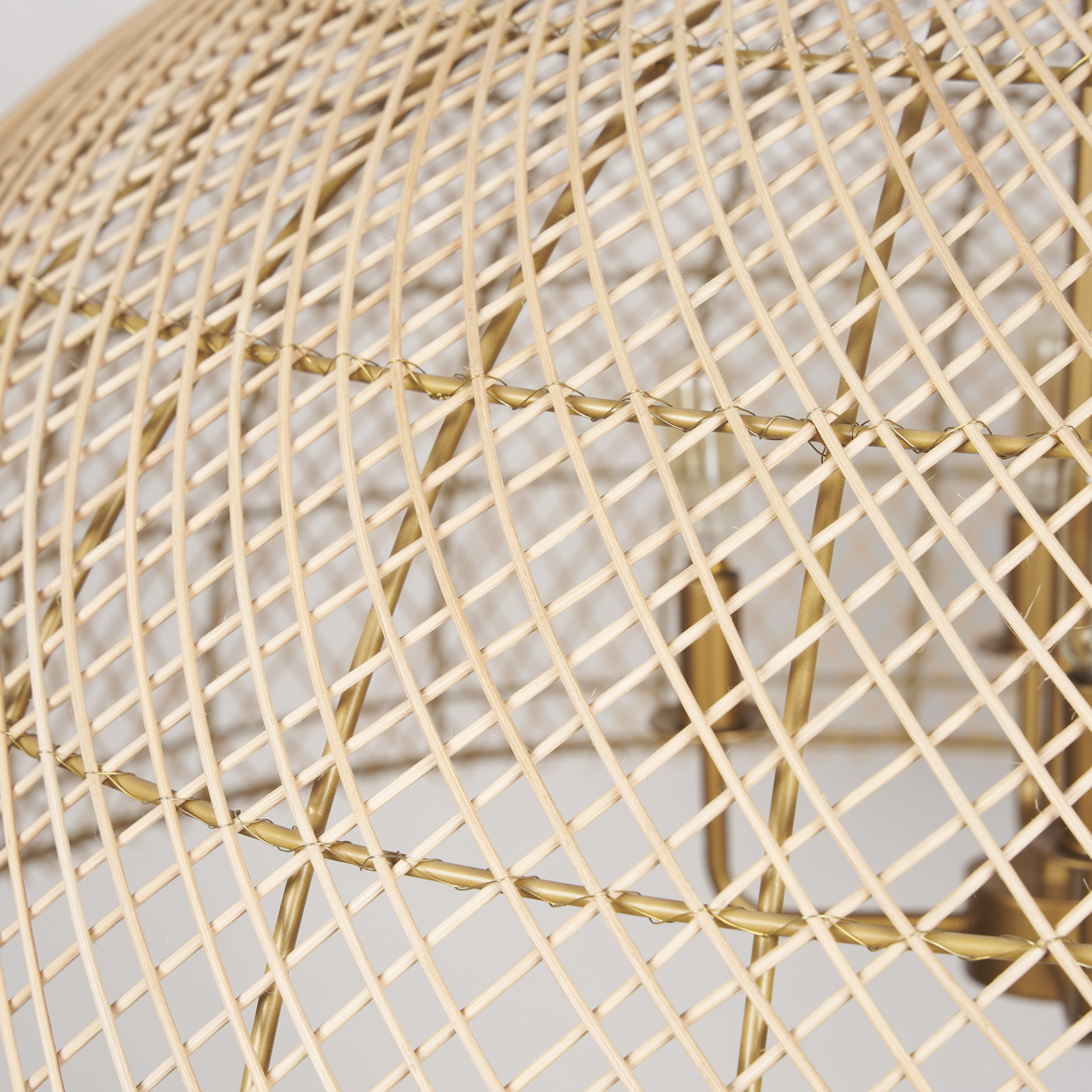 thad 4-light natural woven rattan dome chandelier