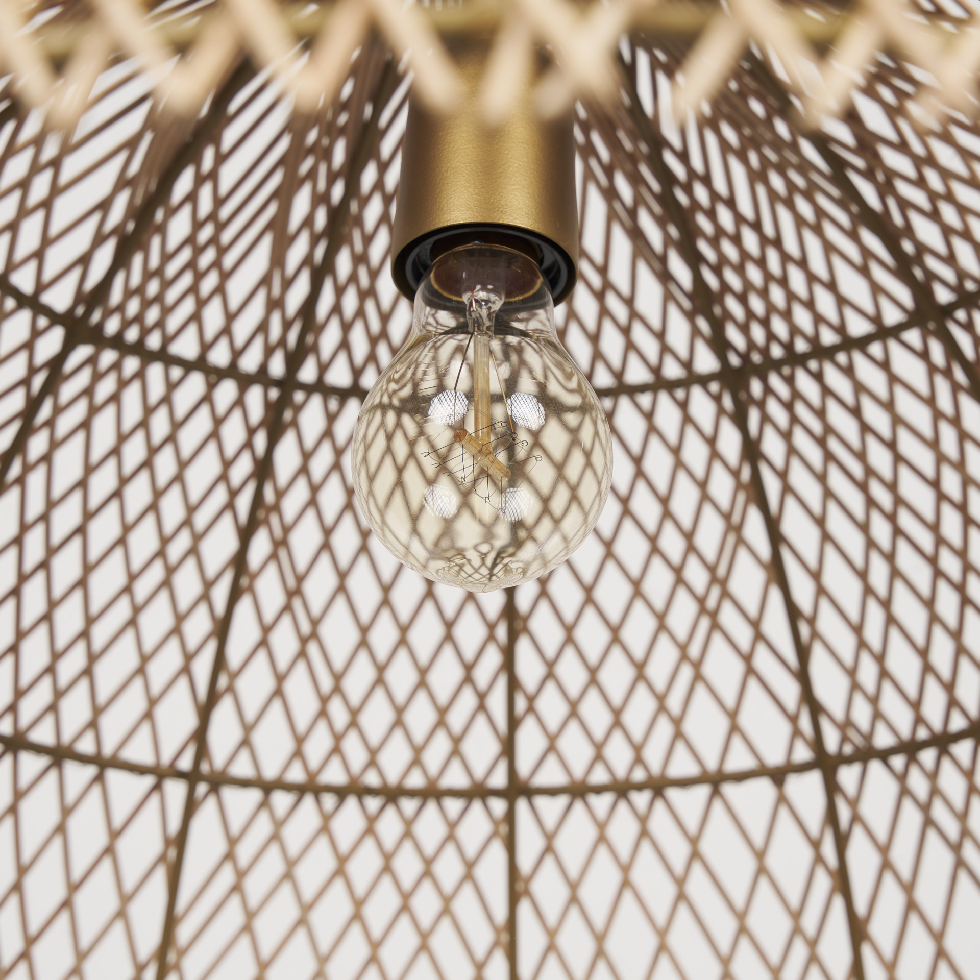 thad 1-light natural woven rattan dome pendant
