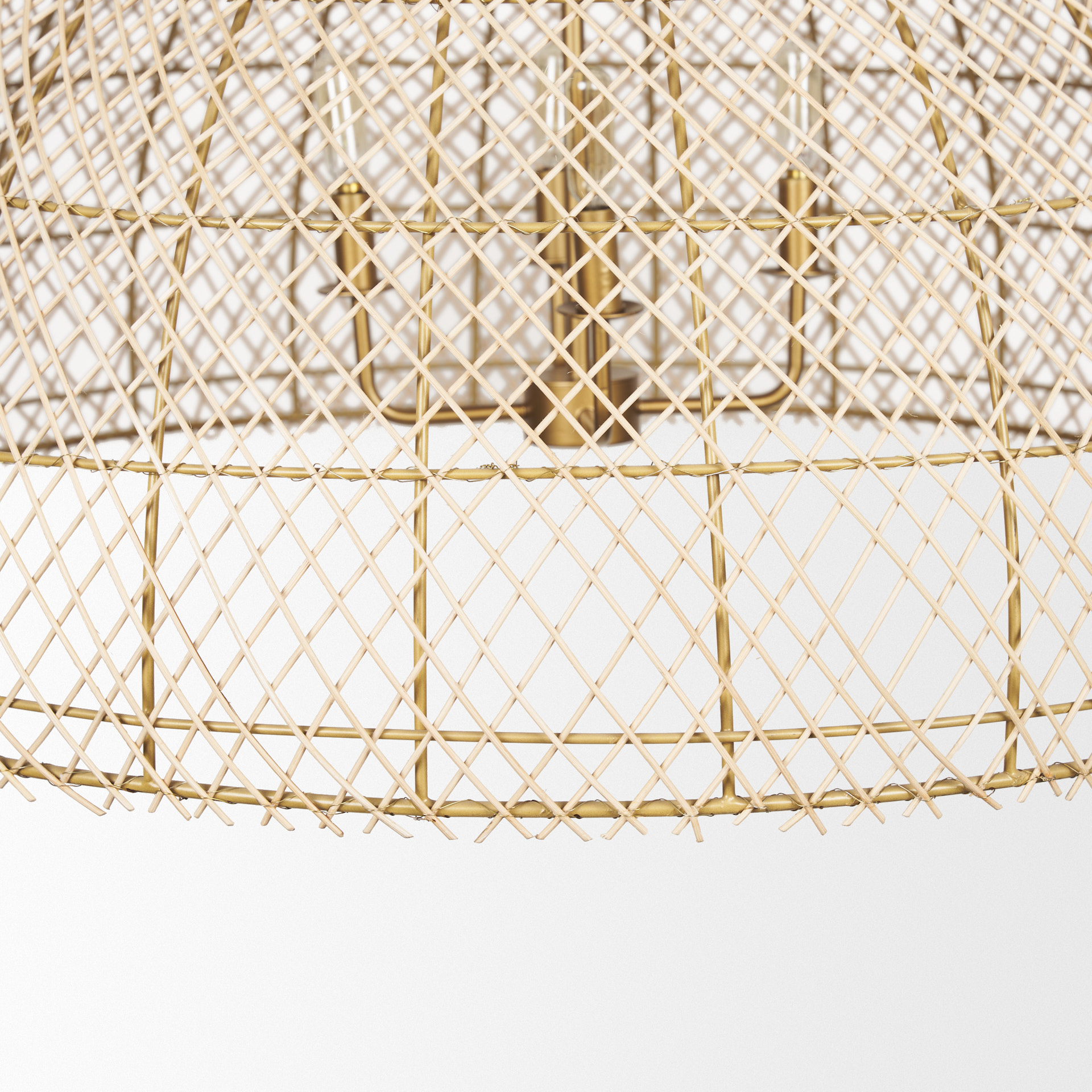 thad 4-light natural woven rattan dome chandelier