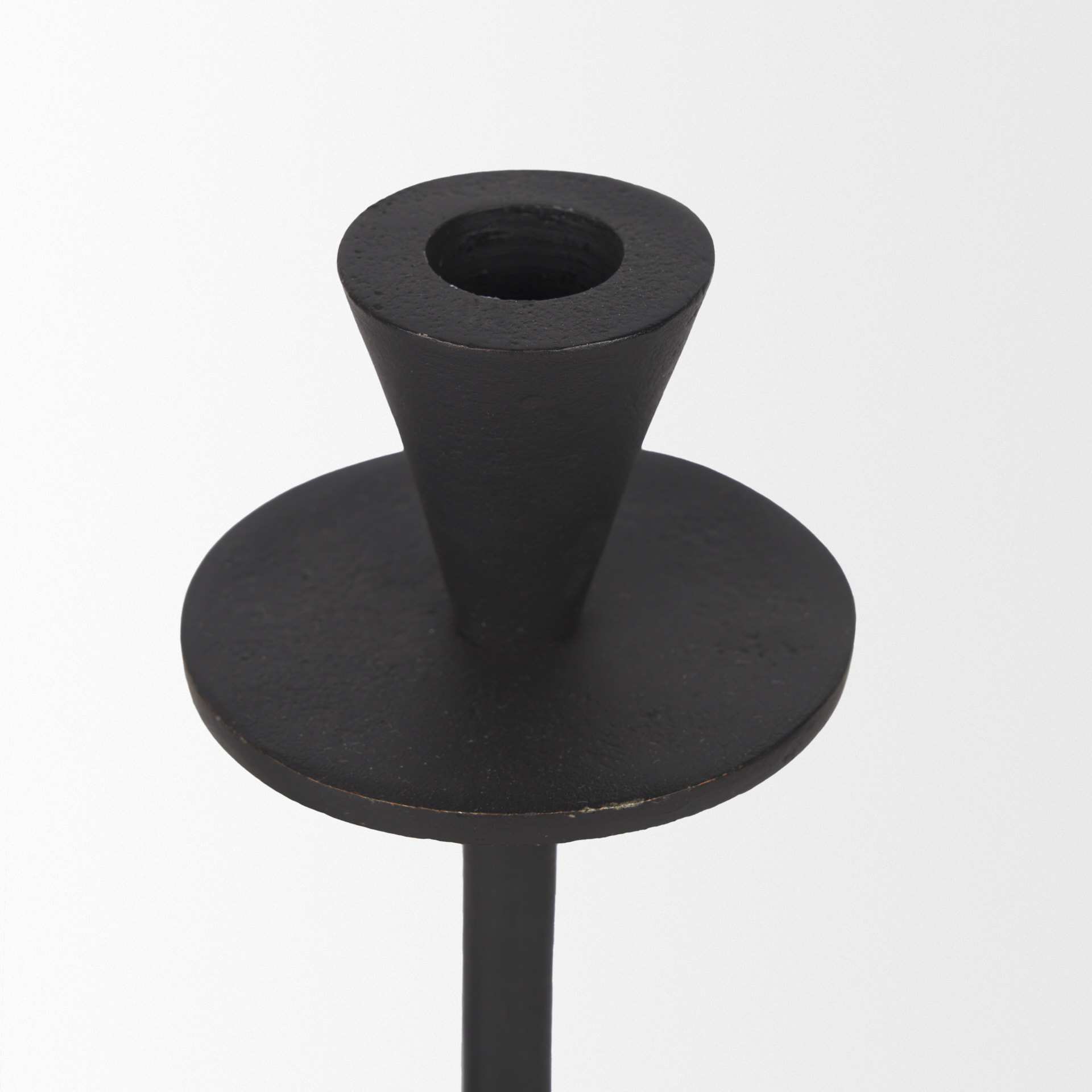 petria matte black textured metal taper candle holders